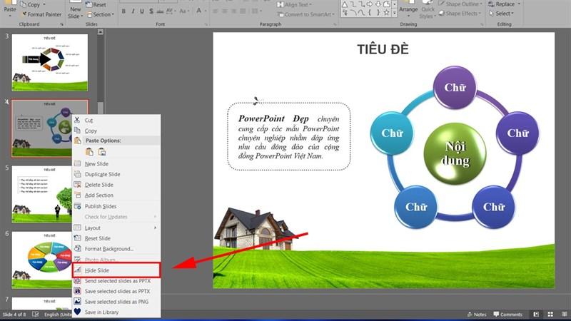 Cách ẩn slide khi trình chiếu trong PowerPoint