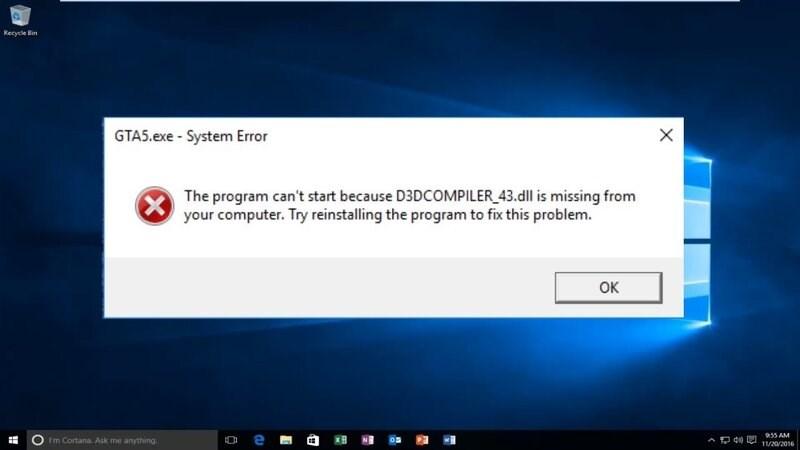 Lỗi d3dcompiler_43.dll l&agrave; một lỗi mất file hay lỗi file dll của Window