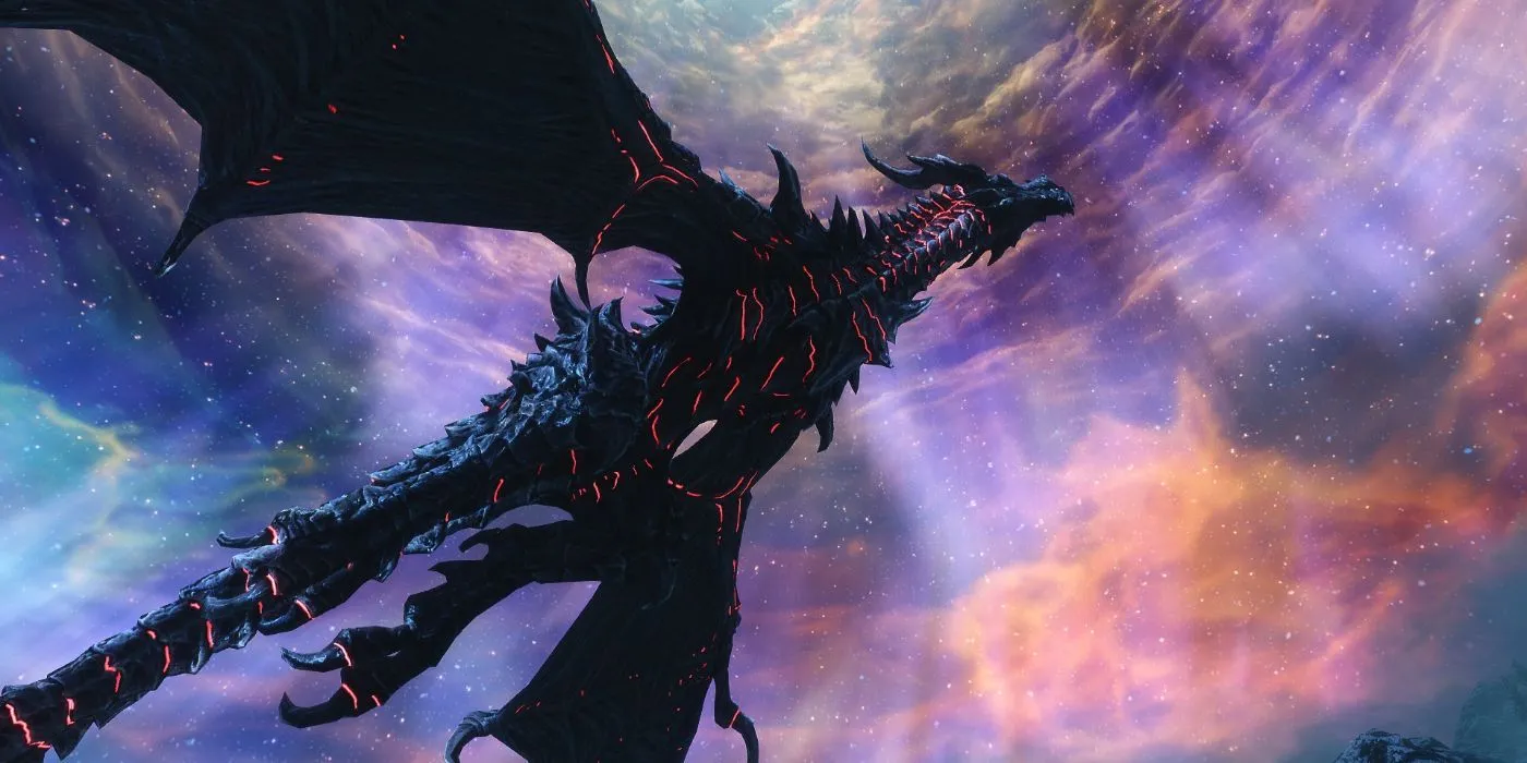 Alduin, con rồng đen khổng lồ trùm cuối trong The Elder Scrolls V: Skyrim
