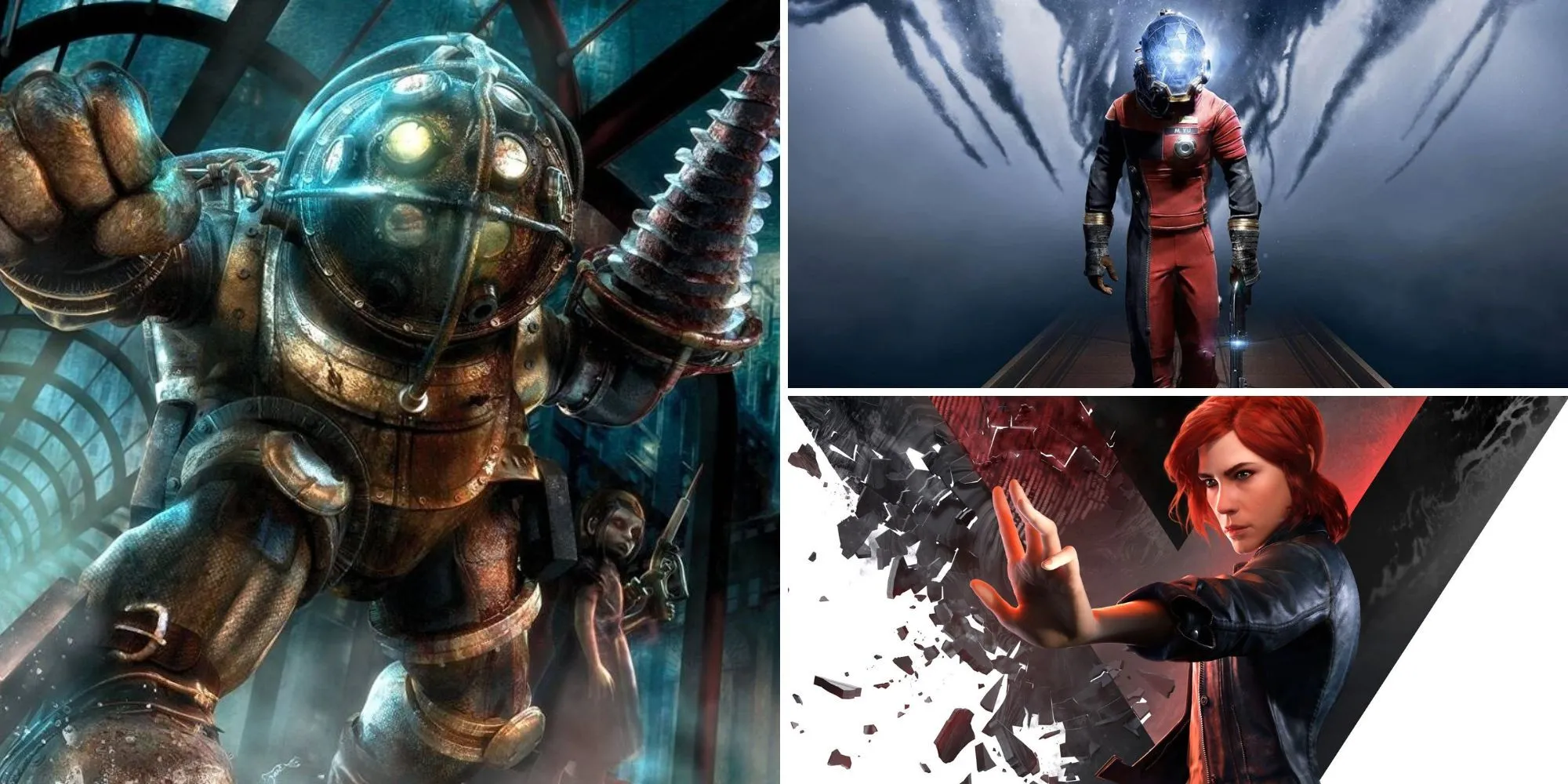 Ảnh bìa các tựa game kinh dị không gian tương tự Dead Space như BioShock, Prey và Control