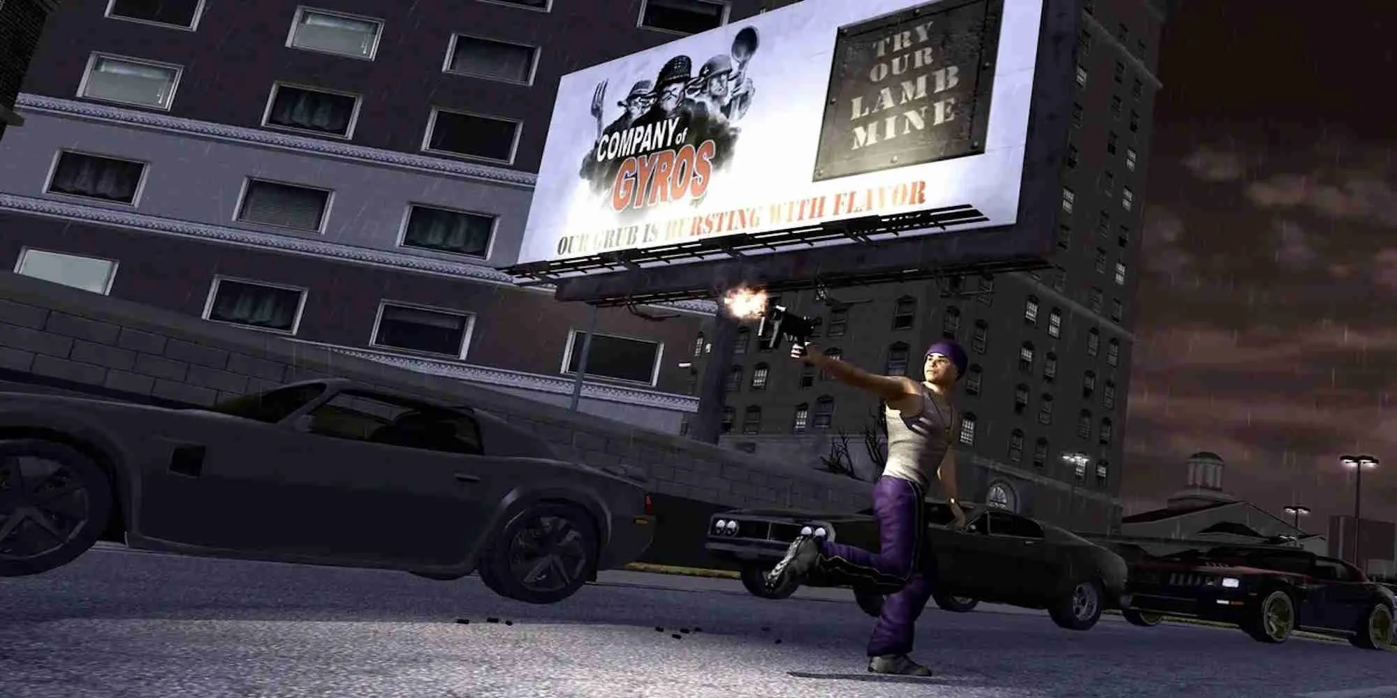 Ảnh bìa game Saints Row 2 với nhân vật chính đứng giữa các vụ nổ và hỗn loạn