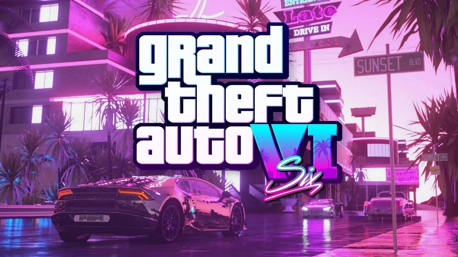 Ảnh bìa GTA 6 theo phong cách Miami Vice đầy màu sắc