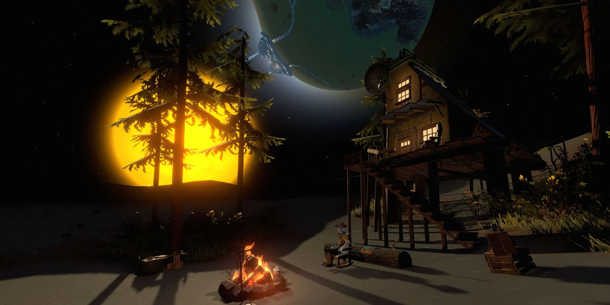 Ảnh bìa Outer Wilds với phi hành gia nhìn về phía tinh vân
