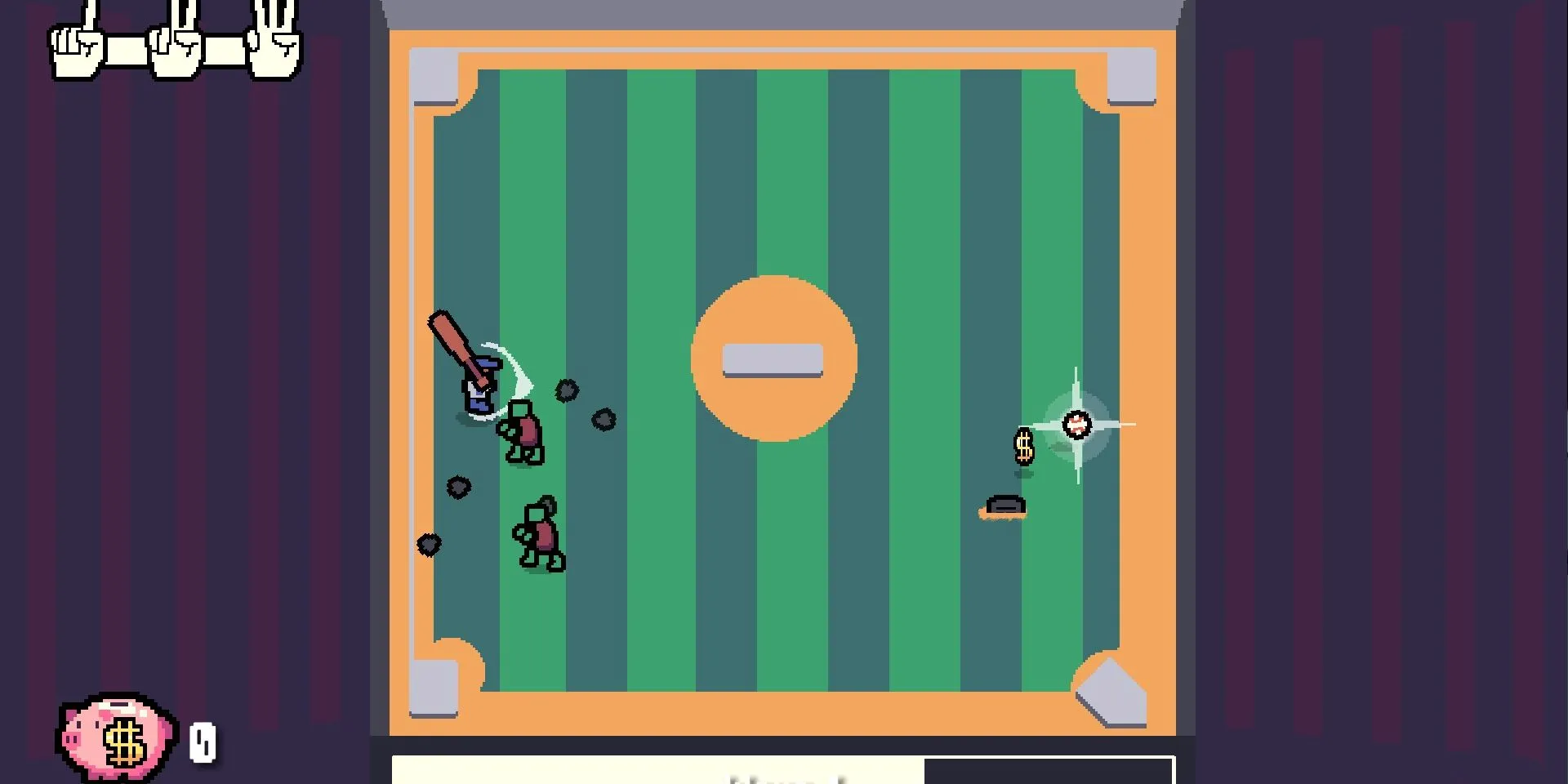 Ảnh chụp màn hình demo Batter Up với người chơi đang đánh bay zombie.