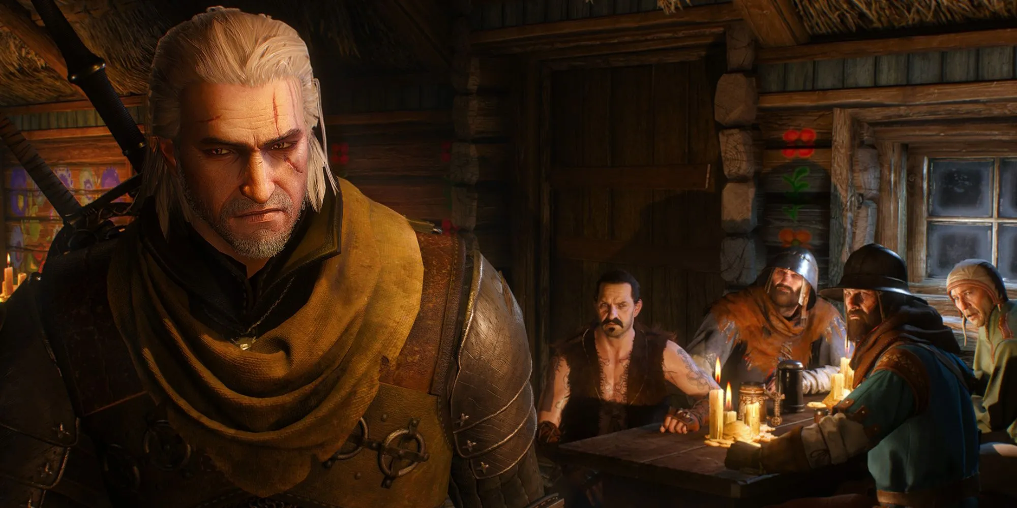 Ảnh chụp màn hình The Witcher 3 từ Steam với Geralt đứng giữa khung cảnh hùng vĩ