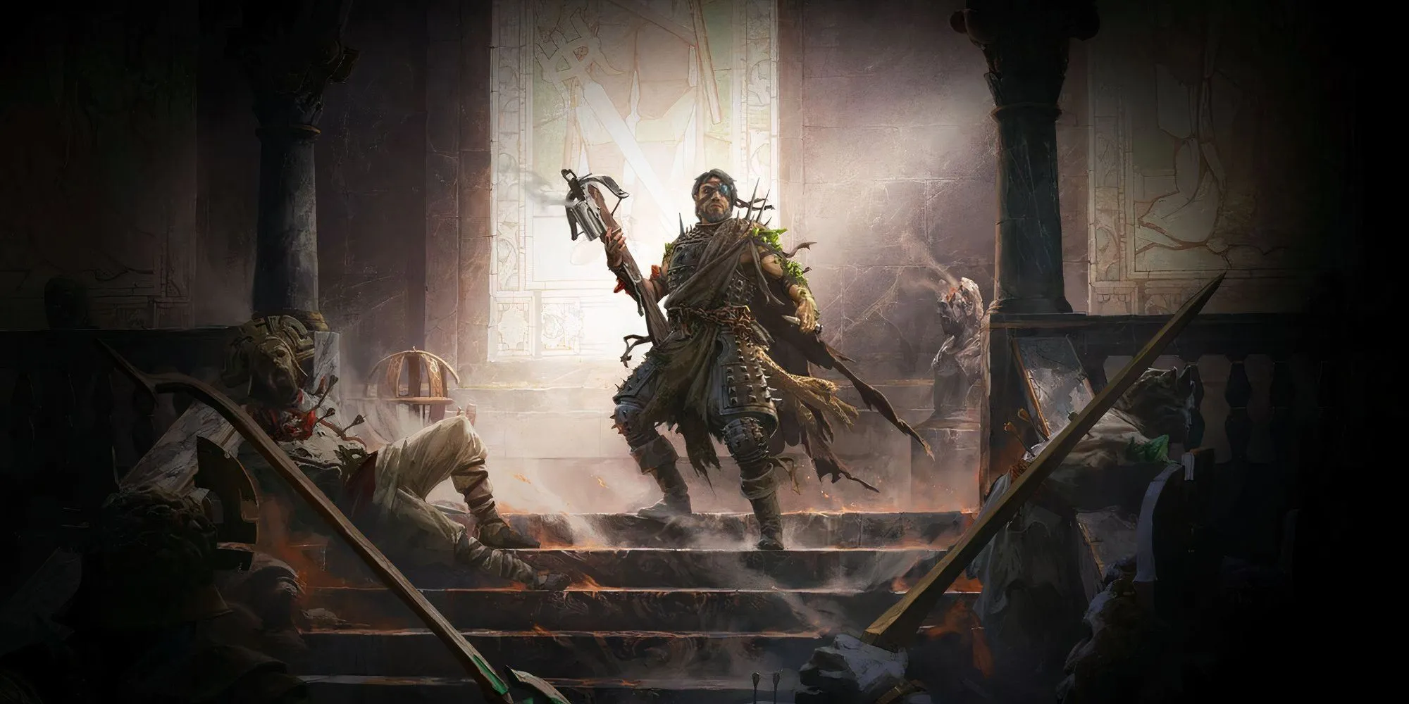 Artwork Gemling Legionnaire Mercenary trong Path of Exile II với trang bị đa dạng và mạnh mẽ