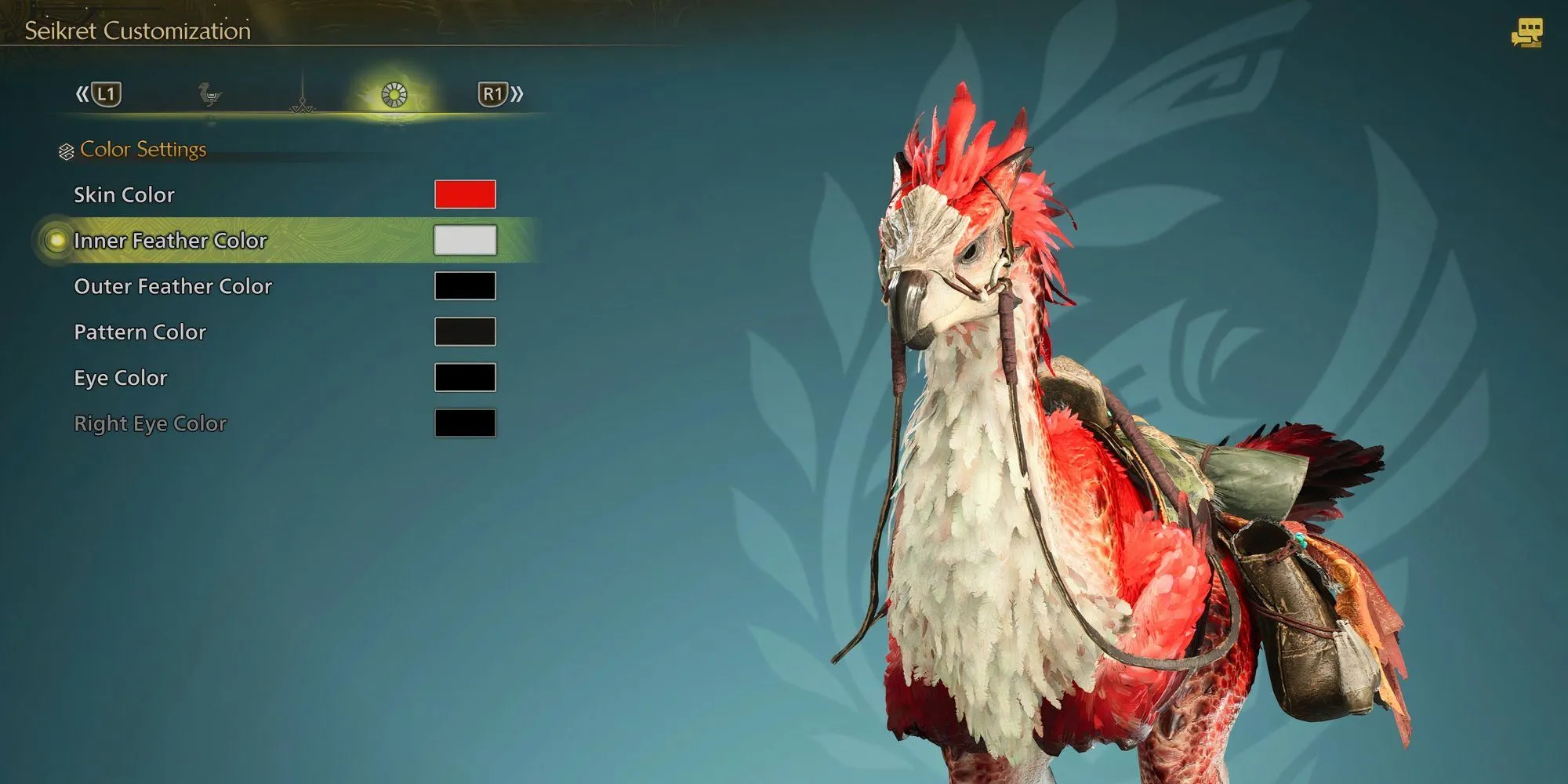 Bảng màu tùy chỉnh các bộ phận của Seikret trong Monster Hunter Wilds