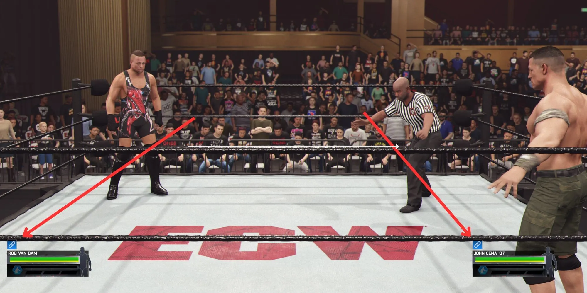 Biểu tượng Chain Wrestling trên đầu đô vật trong WWE 2K25