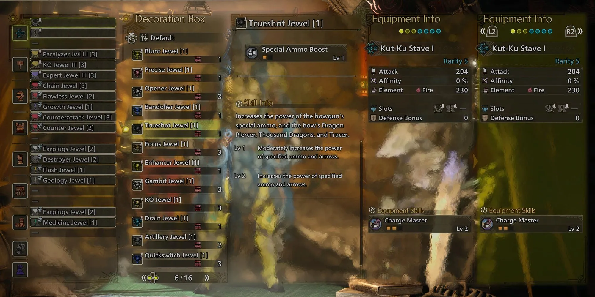 Các loại ngọc Decoration quan trọng cho build Cung Monster Hunter Wilds