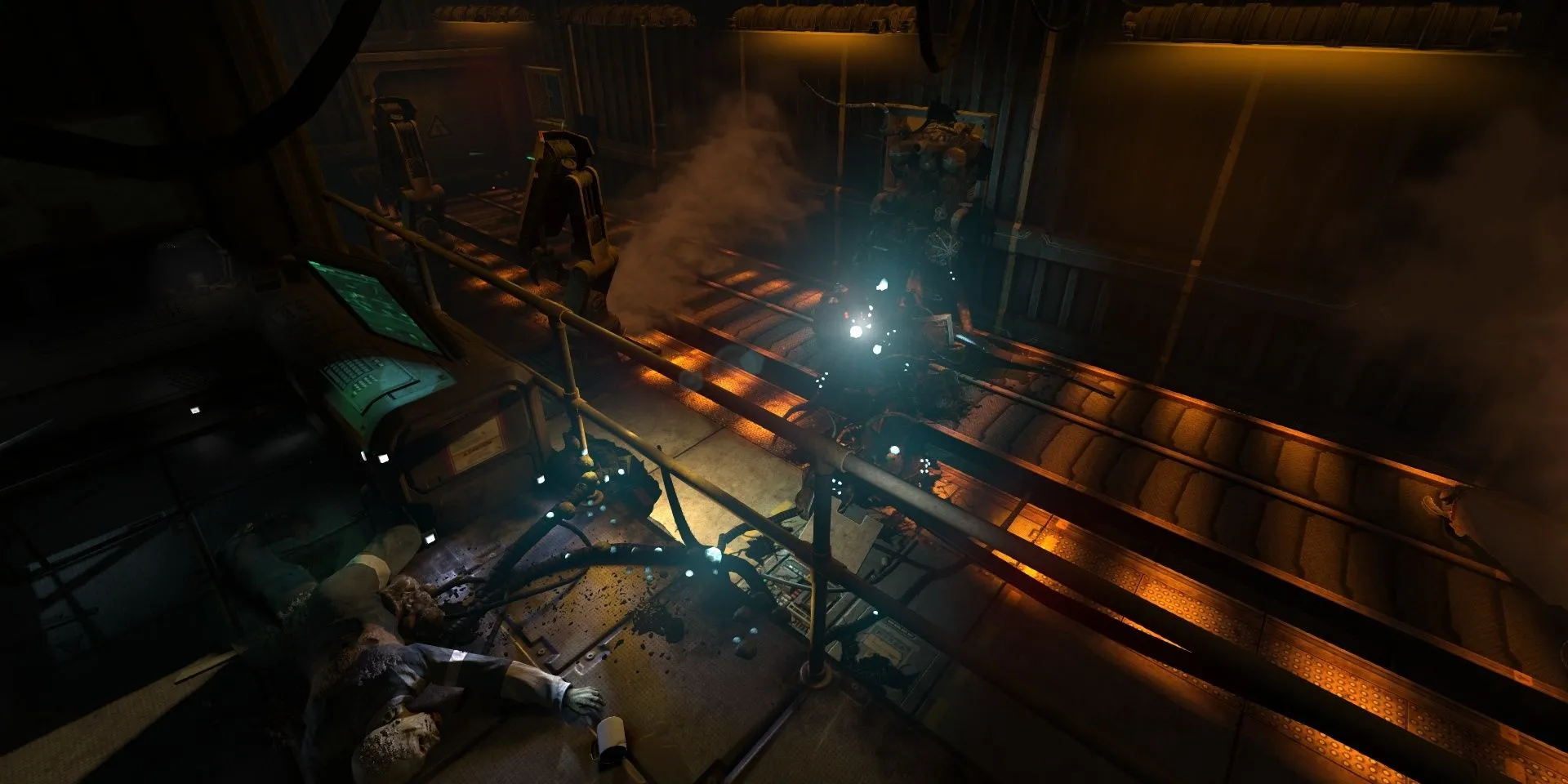 Cảnh máy móc đổ nát trong game kinh dị SOMA