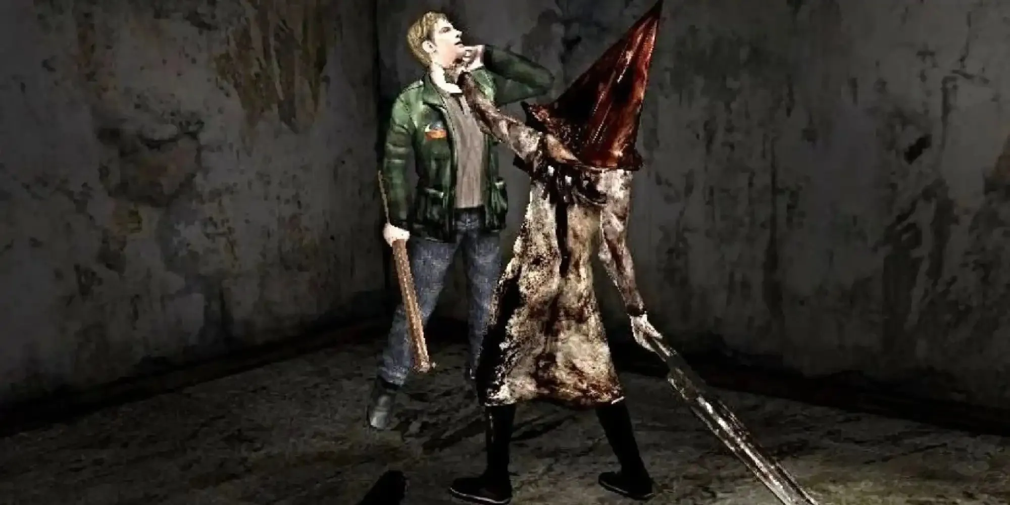 Cảnh Pyramid Head trong trận đấu trùm của Silent Hill 2
