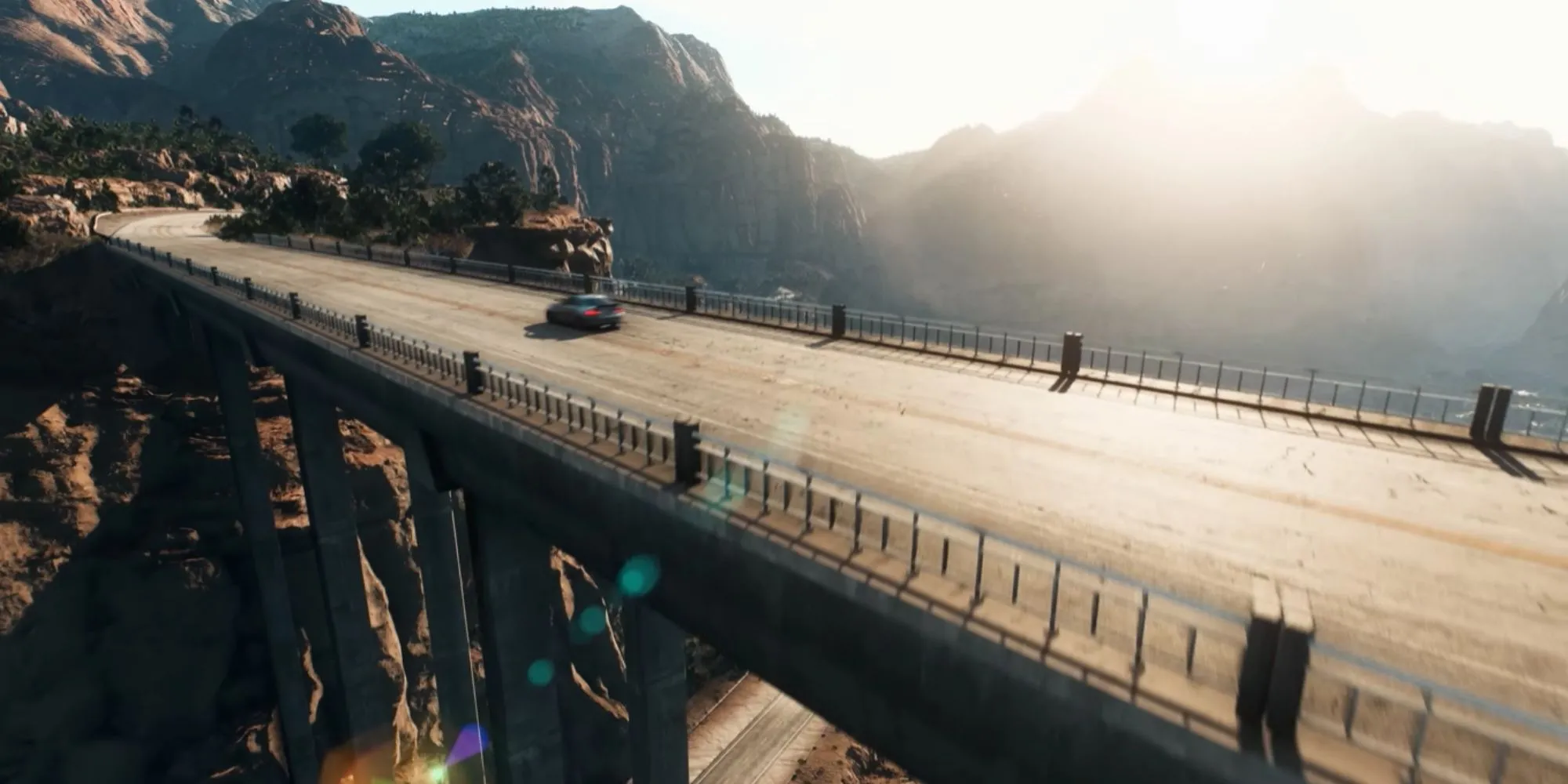 Cảnh quan sa mạc và đường cao tốc đặc trưng của Fortune Valley trong Need for Speed Payback