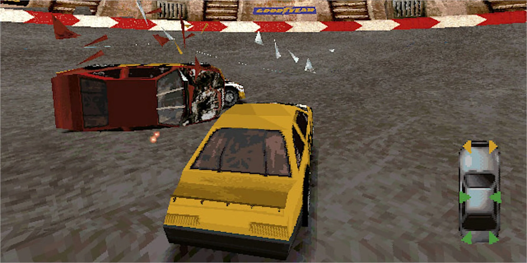 Cảnh va chạm nảy lửa trong Destruction Derby 2