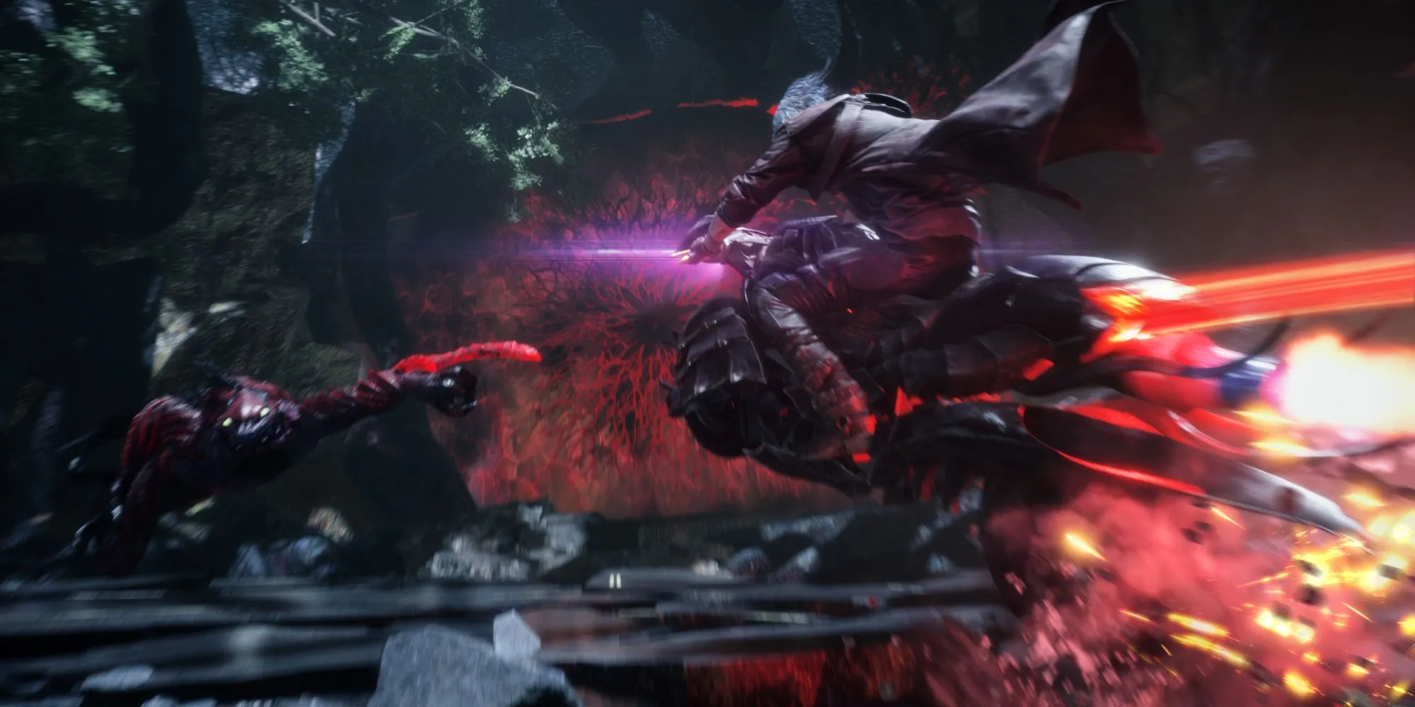 Dante điều khiển Cavaliere, chiếc mô tô quỷ có thể tách thành song đao cưa trong Devil May Cry 5