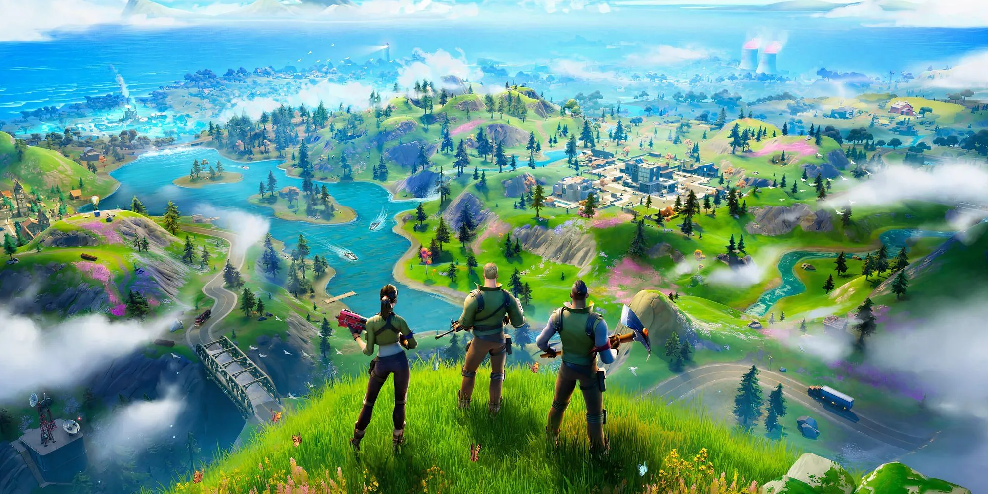 Đảo Fortnite với các công trình xây dựng