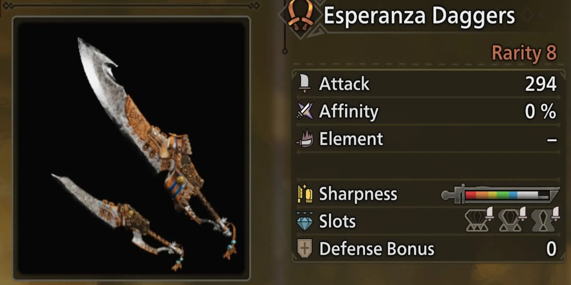 Dao găm Esperanza Daggers trong Monster Hunter Wilds dễ chế tạo