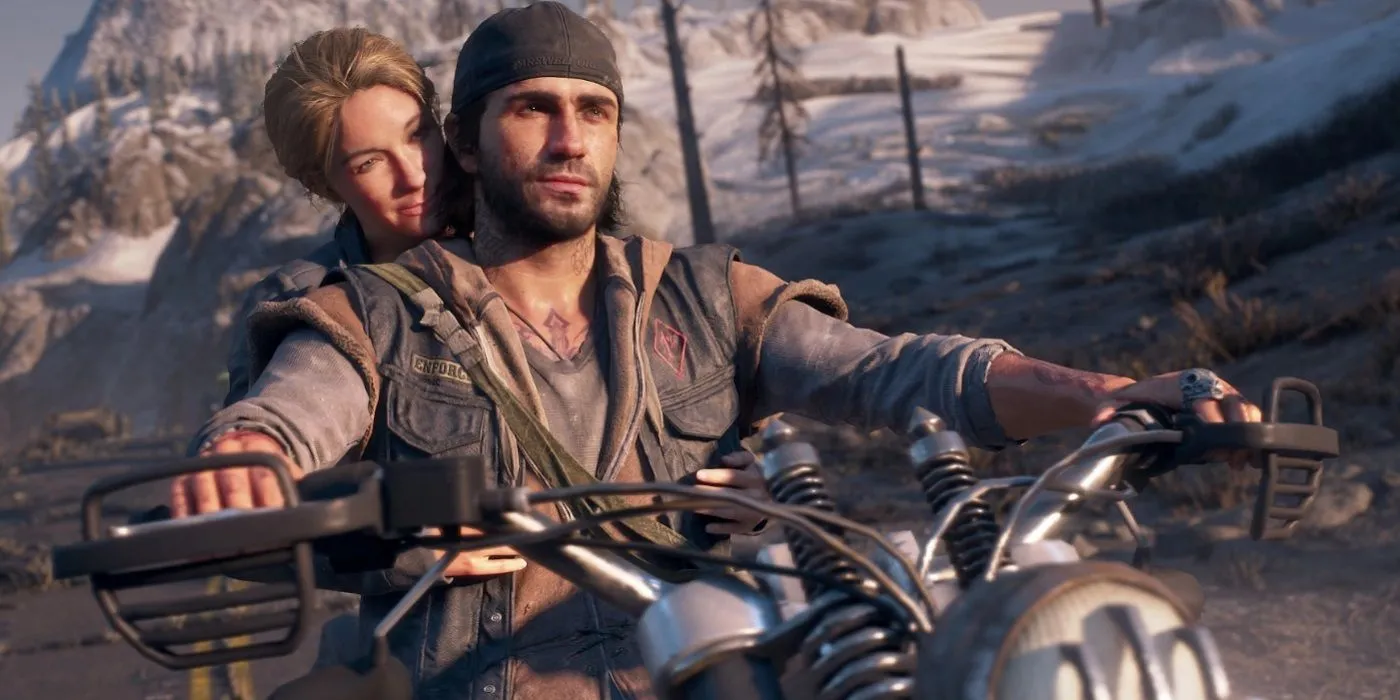 Deacon St. John và Sarah Whitaker trên mô tô trong Days Gone Remastered