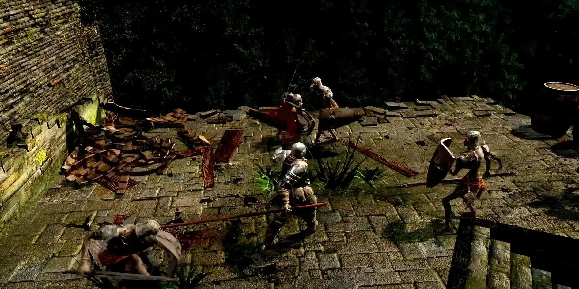 Gameplay chính thức của Dark Souls Remastered với hiệp sĩ chiến đấu trong môi trường u ám