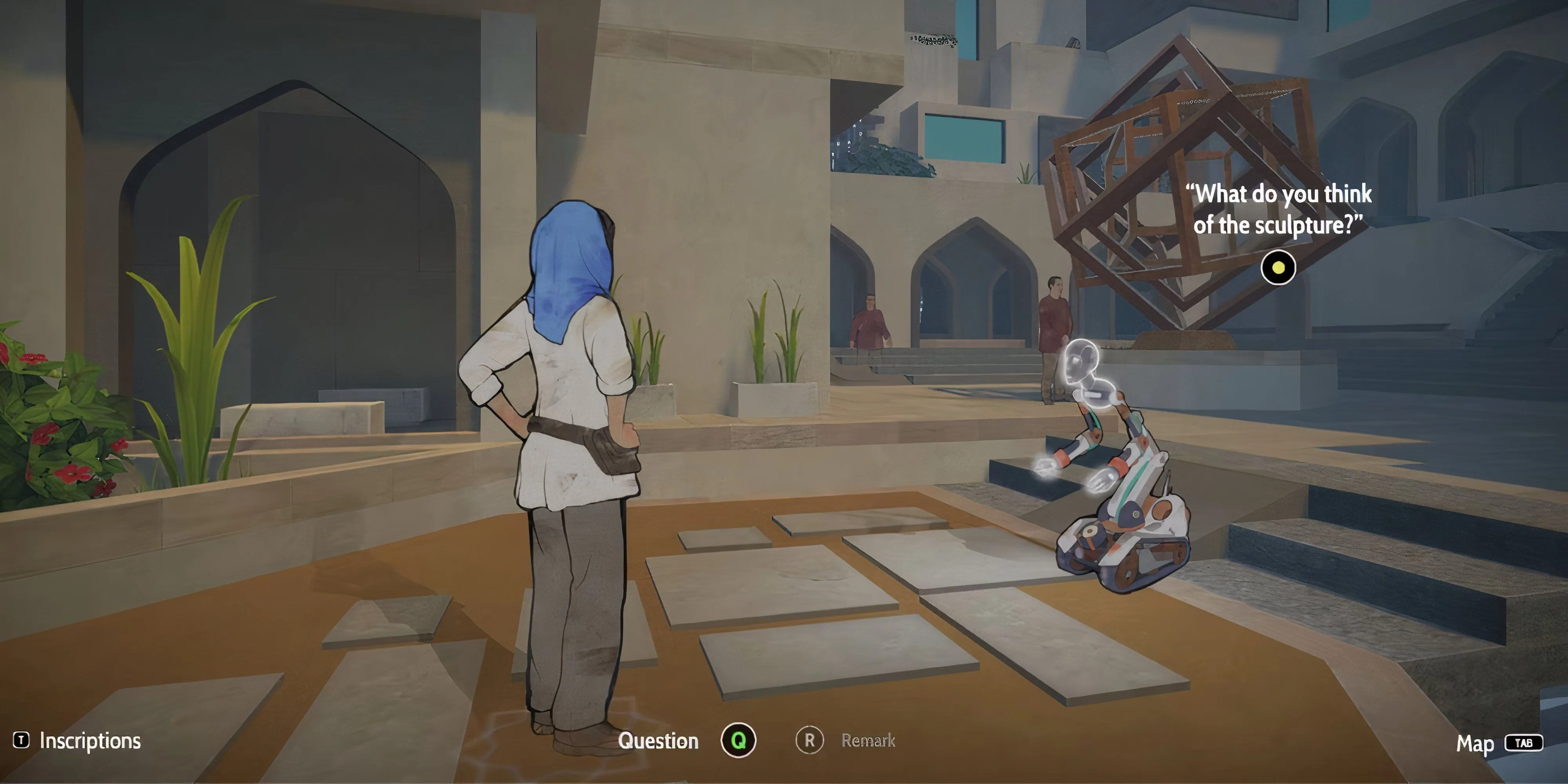 Gameplay của Heaven's Vault, nơi người chơi giải mã chữ tượng hình cổ đại để khám phá lịch sử