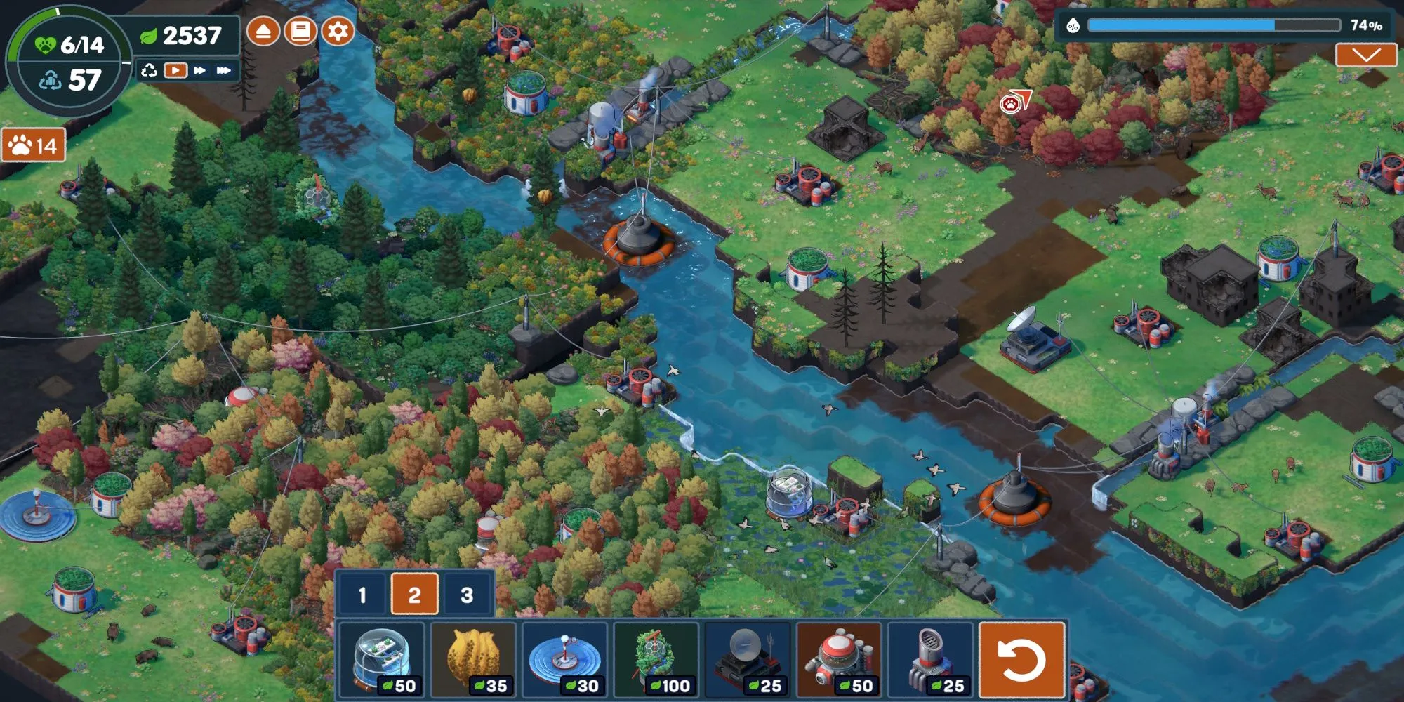Gameplay phục hồi môi trường trong Terra Nil