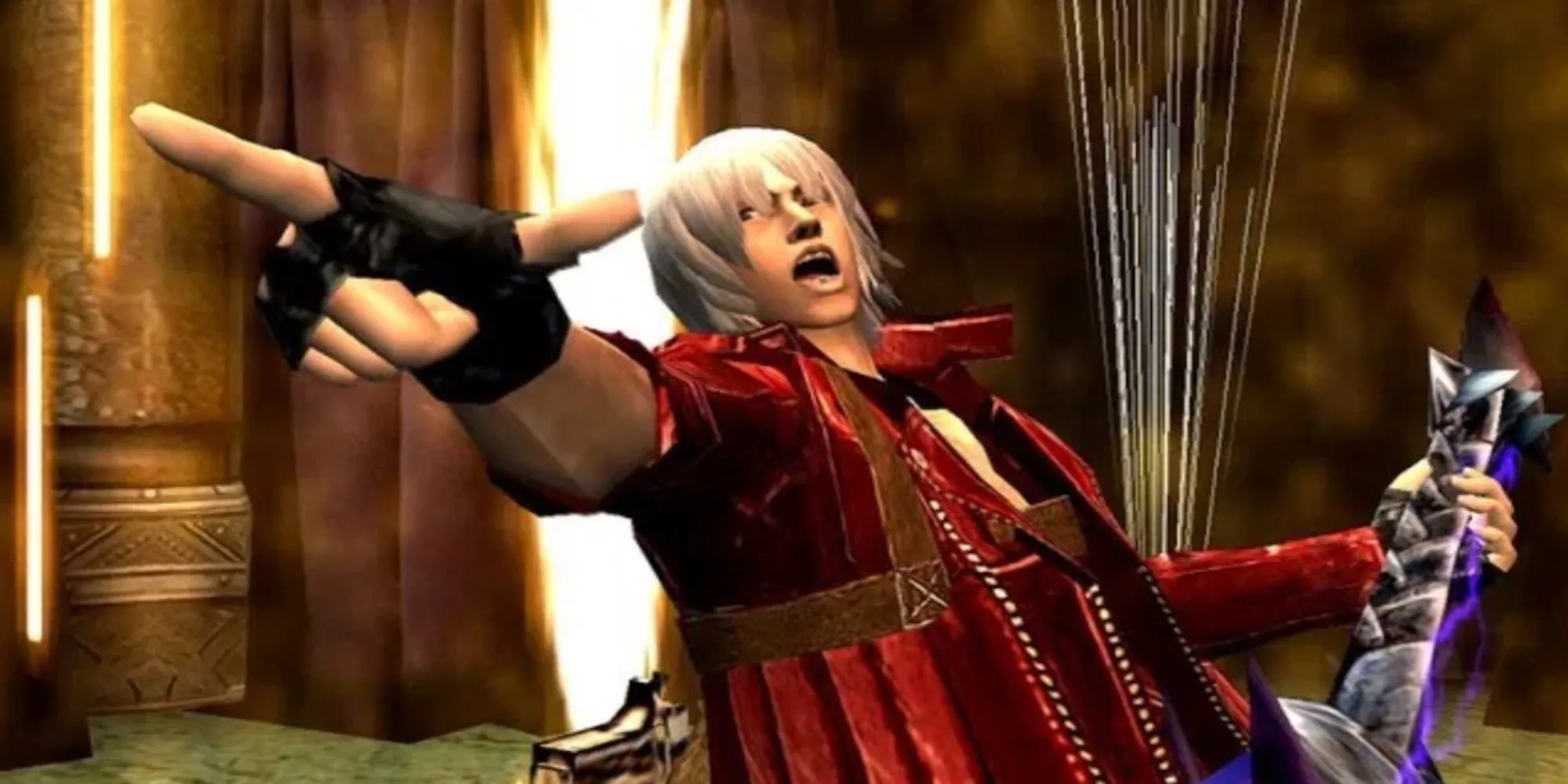 Gameplay từ Devil May Cry 3: Dante's Awakening hiển thị nhân vật Dante đang chiến đấu.