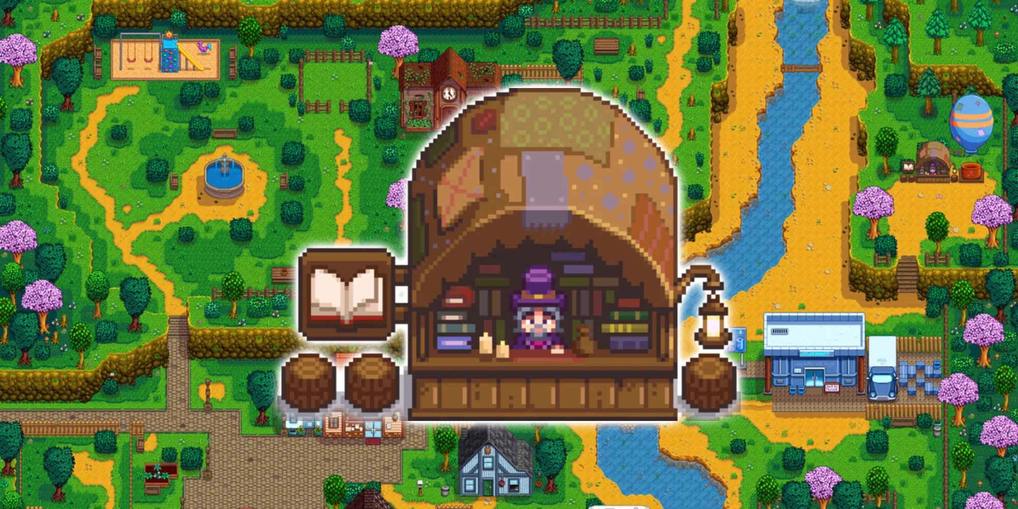 Ghé thăm Người Bán Sách ở Thị trấn Pelican để mua đồ trong Stardew Valley