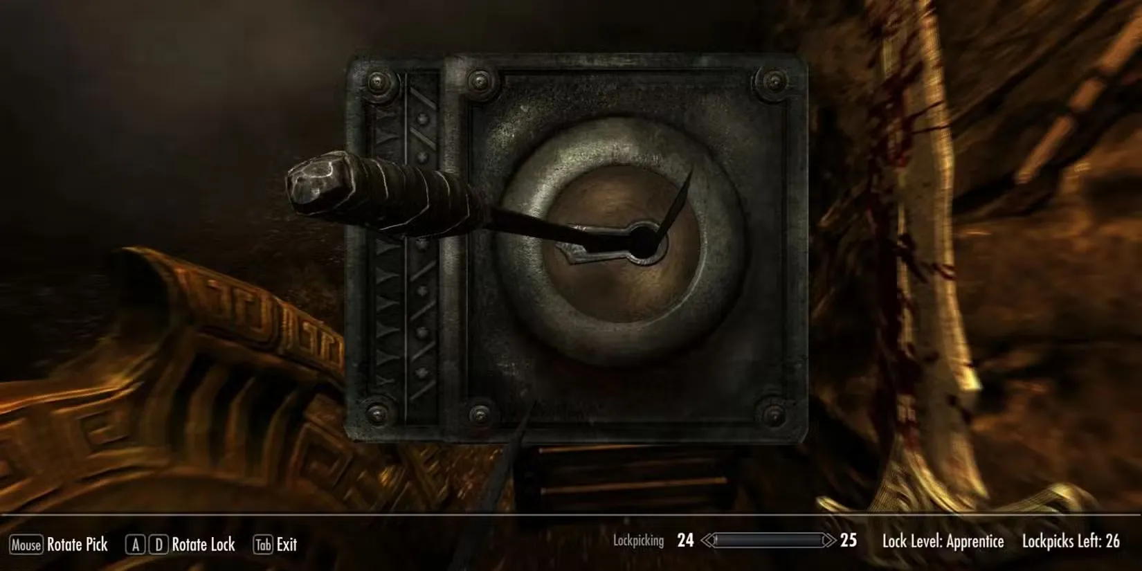 Giao diện bẻ khóa quen thuộc với các game thủ Skyrim