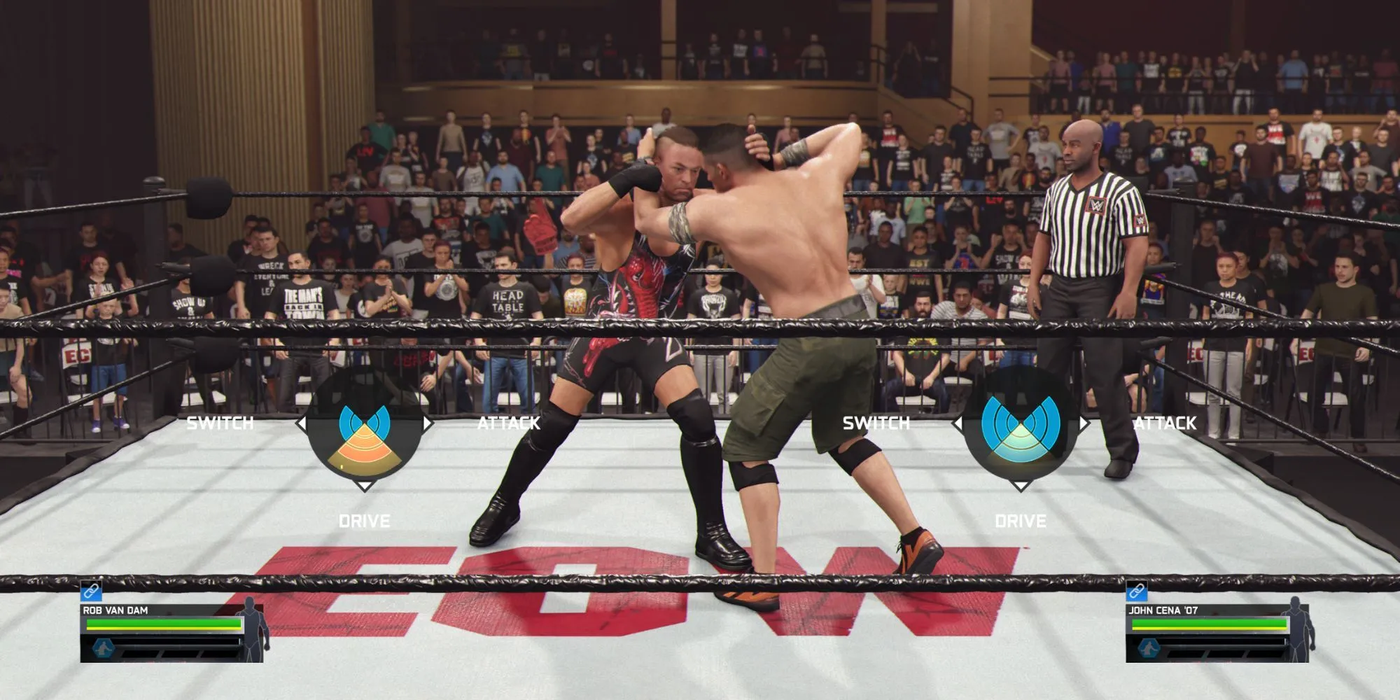 Giao diện lựa chọn hành động trong Chain Wrestling WWE 2K25