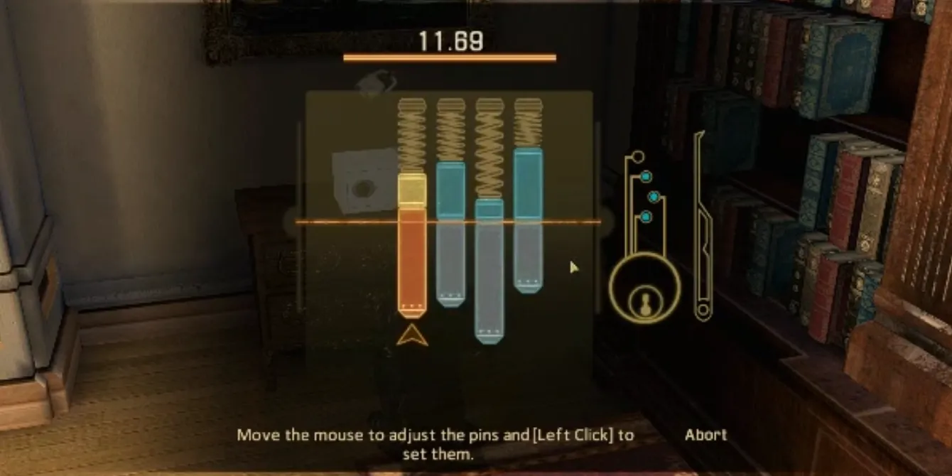 Giao diện mini-game bẻ khóa công nghệ cao trong Alpha Protocol