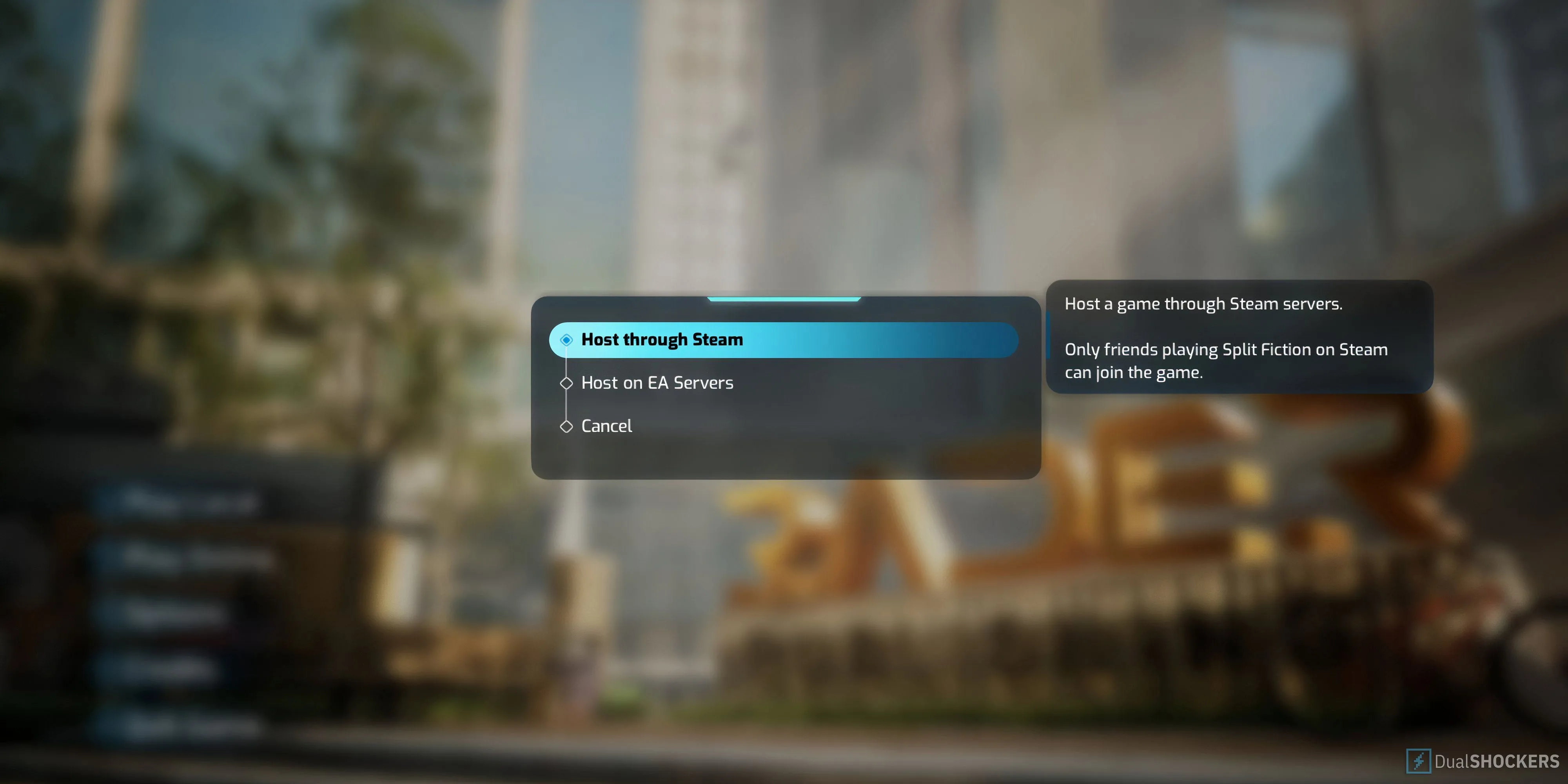 Giao diện mời bạn bè trong game Split Fiction qua nền tảng PC (Steam), dùng cho co-op online cùng hệ máy.