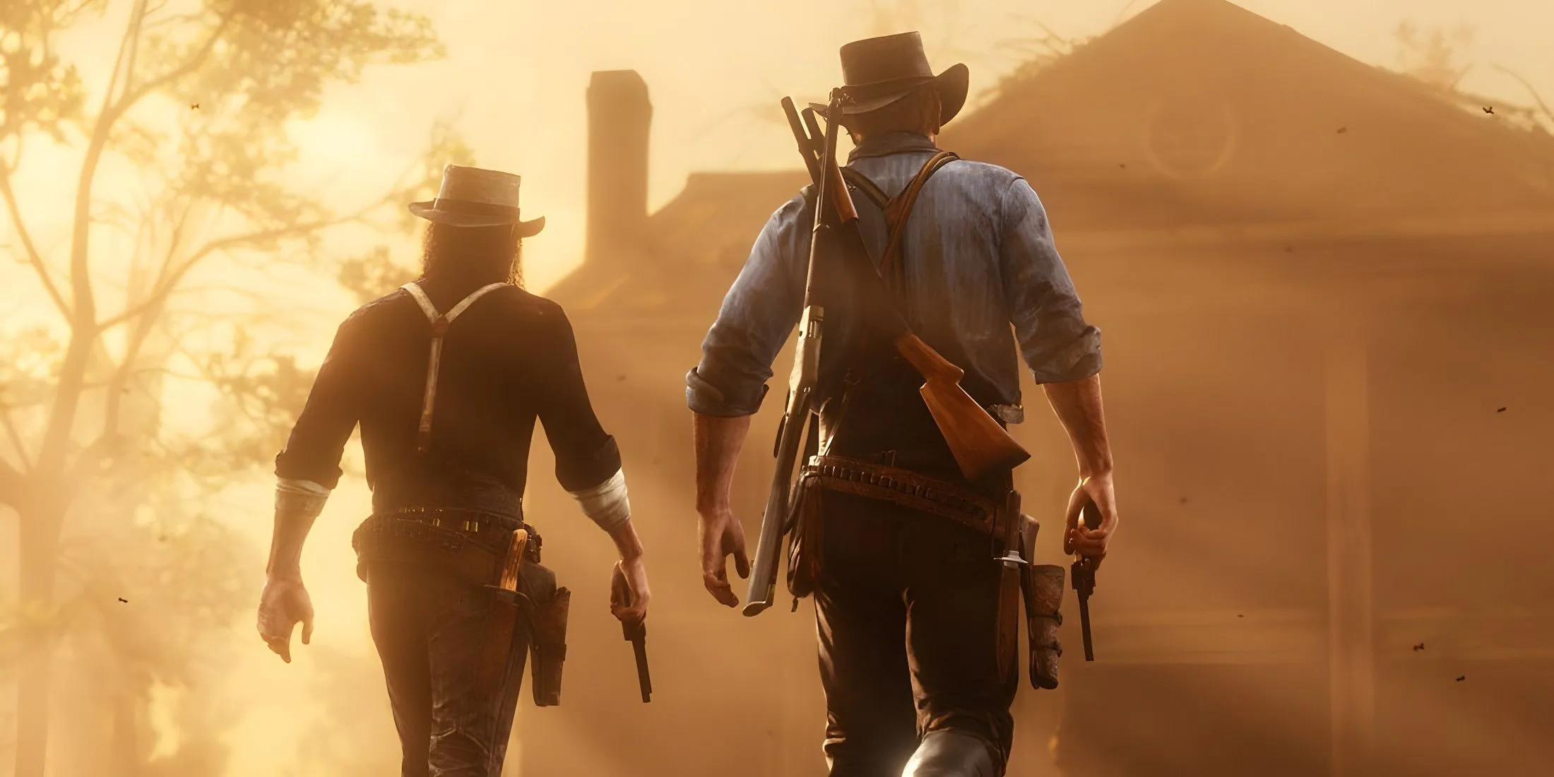 Hai nhân vật Arthur Morgan và John Marston trong siêu phẩm thế giới mở Red Dead Redemption 2