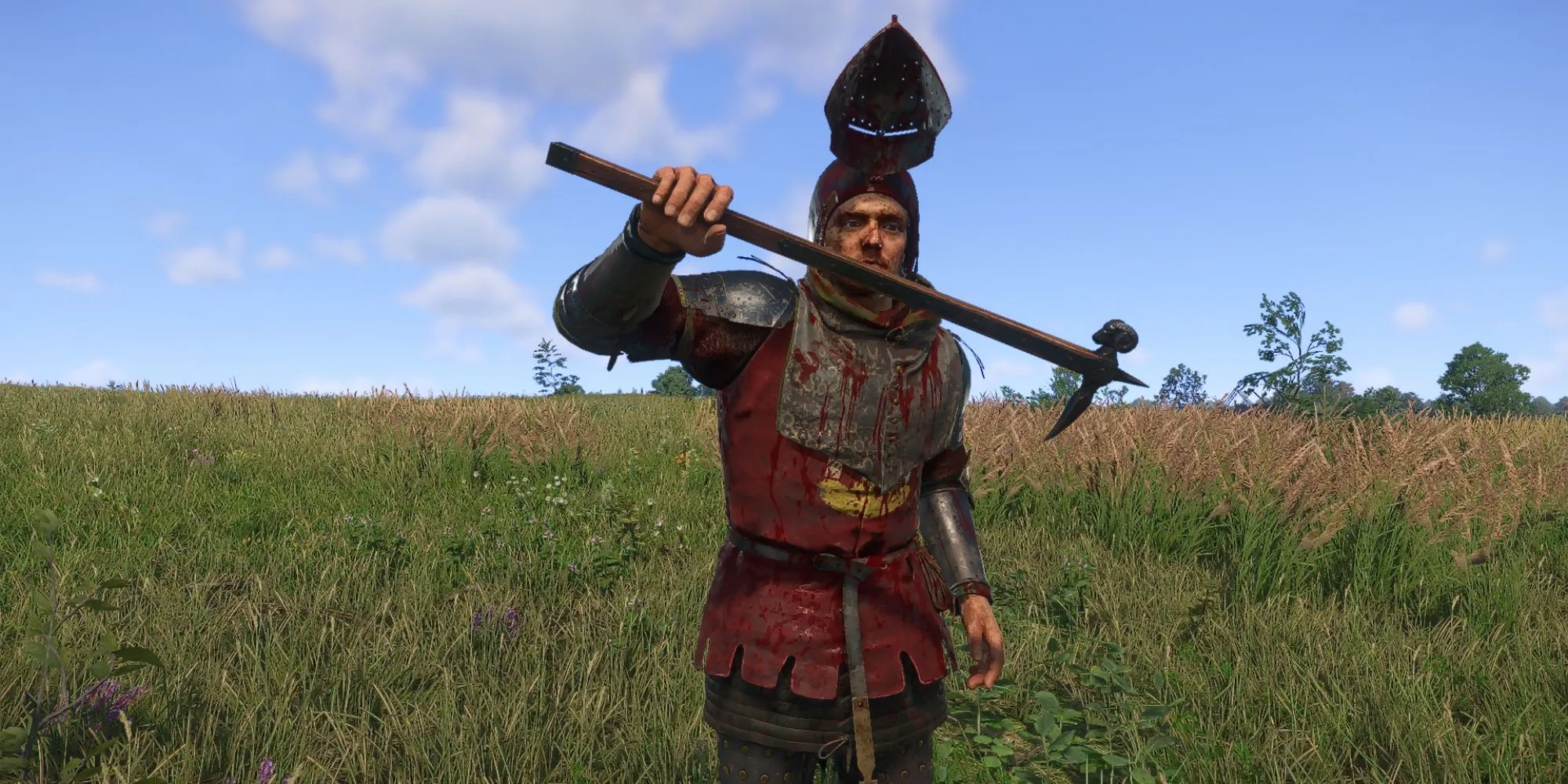Henry cầm Búa Ramhead trong Kingdom Come Deliverance 2