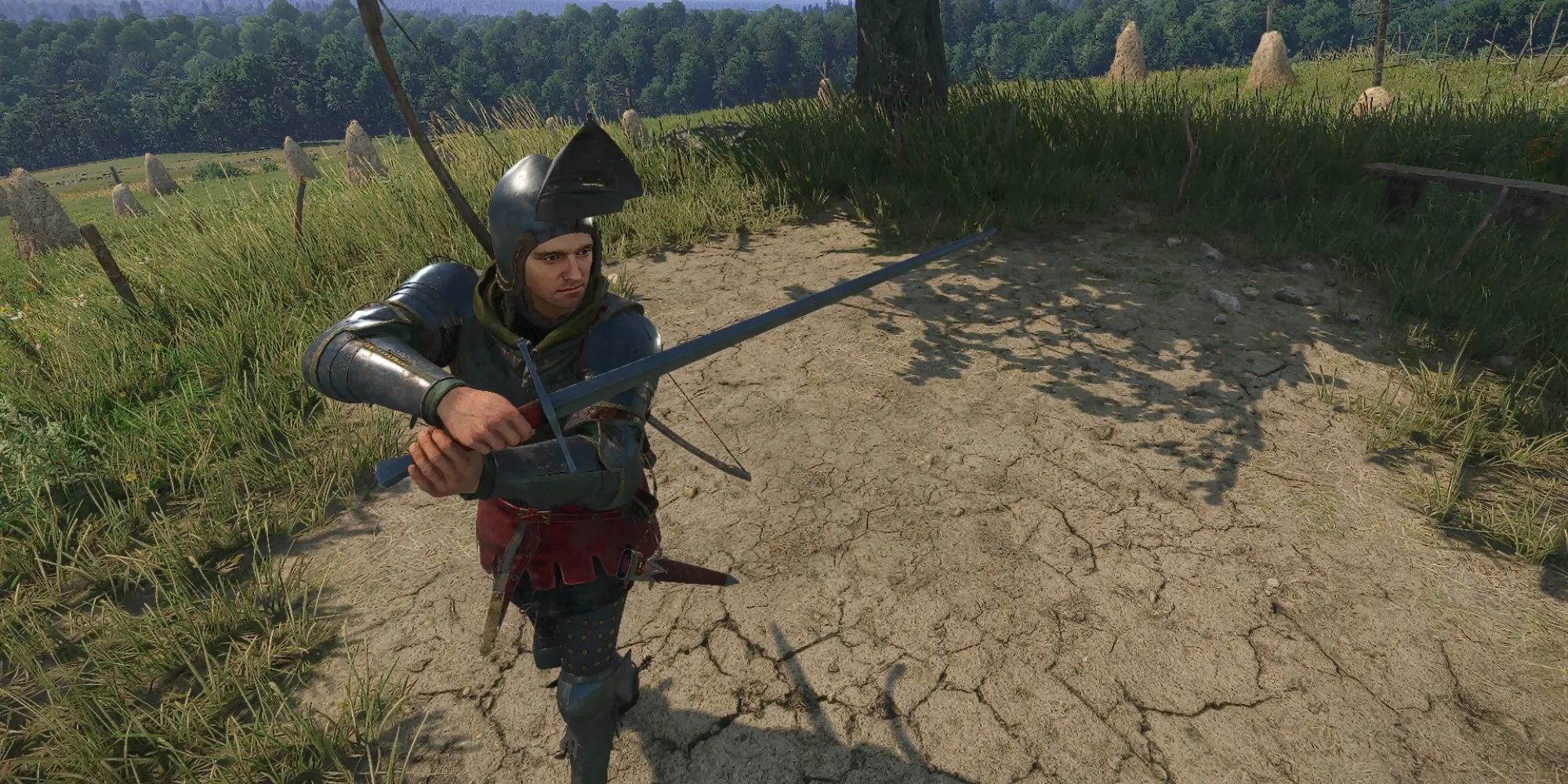 Henry cầm Kiếm dài Master Menhart trong Kingdom Come Deliverance 2