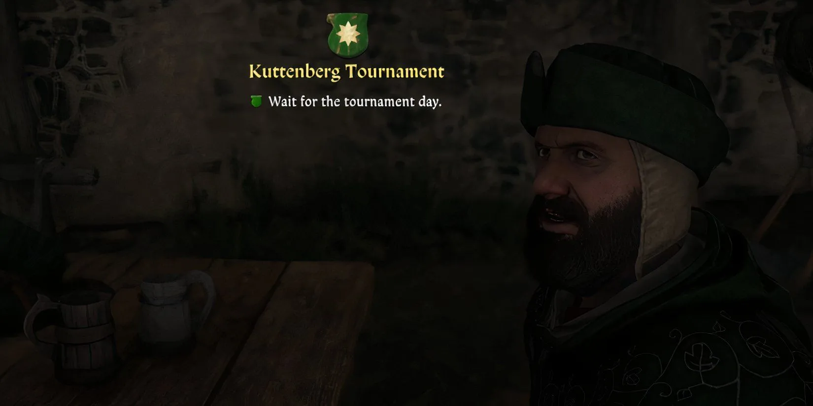 Henry đang nói chuyện với Menhard để đăng ký tham gia giải đấu Kuttenberg trong Kingdom Come Deliverance 2