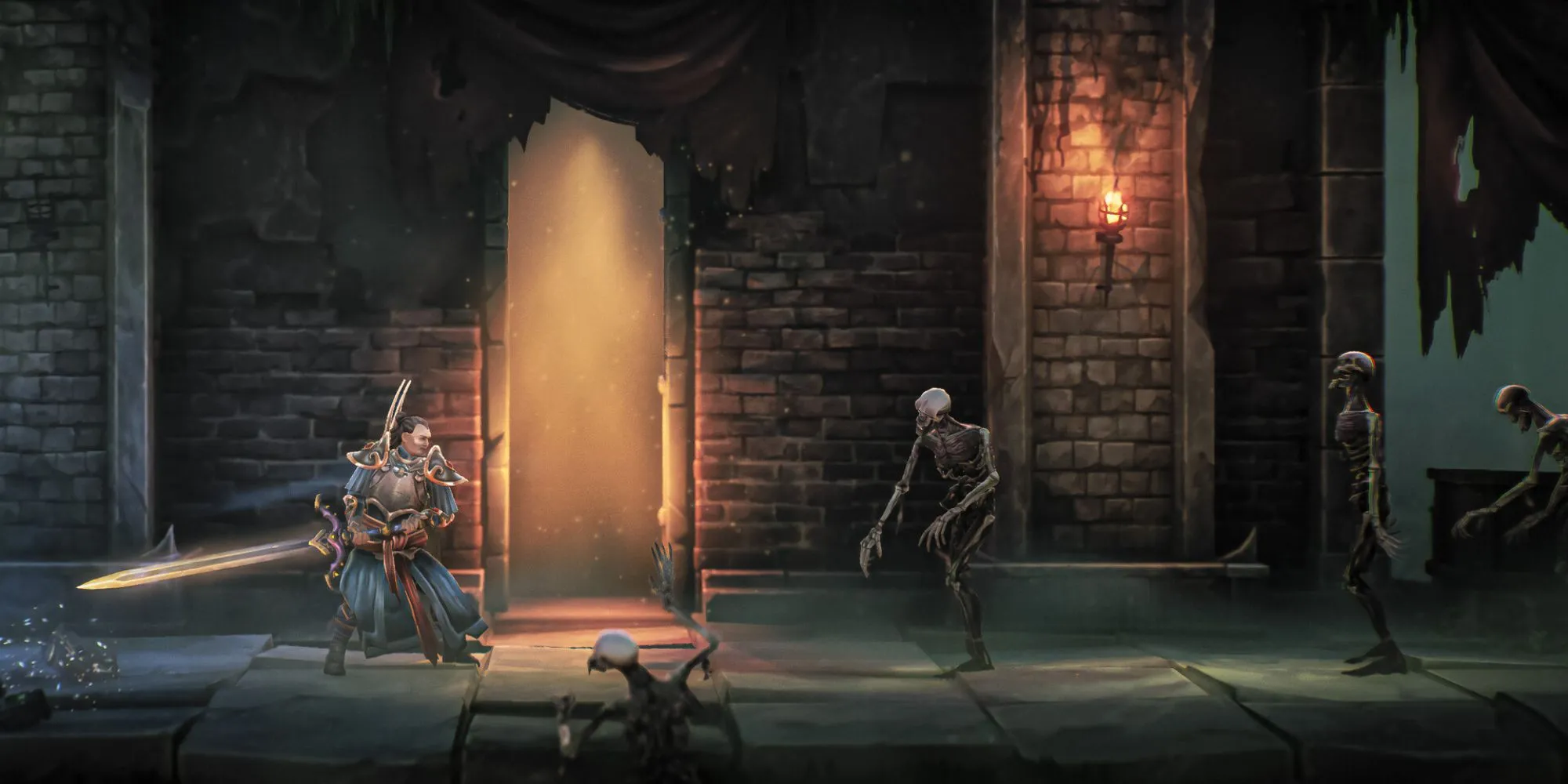 Hình ảnh một khu vực trong game Mandragora đầy rẫy các loại kẻ thù khác nhau, minh họa mật độ địch dày đặc