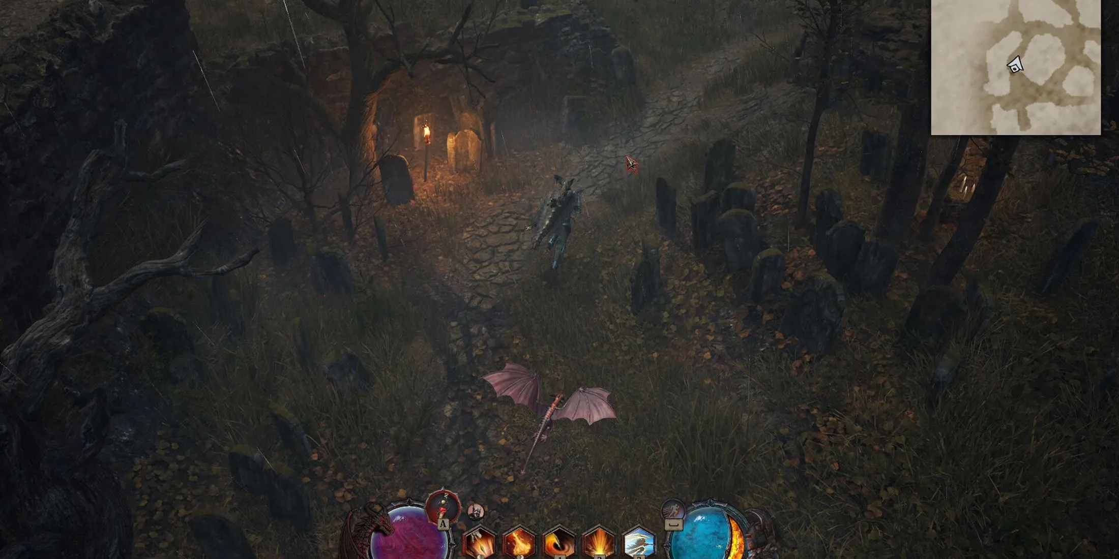 Hình ảnh nhân vật chính đối mặt với rồng trong Dragonkin The Banished