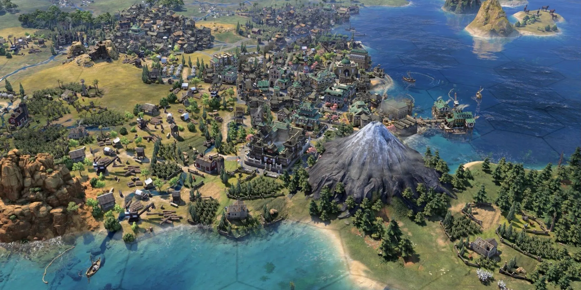 Hình ảnh quảng bá cho DLC Crossroads of the World của Civilization VII với các nền văn minh và lãnh đạo mới.