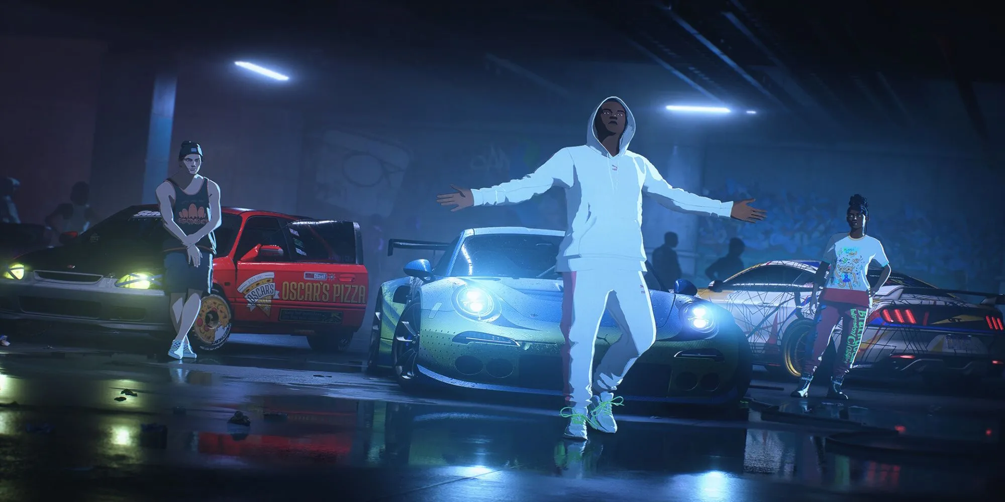 Hình ảnh quảng cáo của Need for Speed Unbound với phong cách đồ họa cel-shaded độc đáo