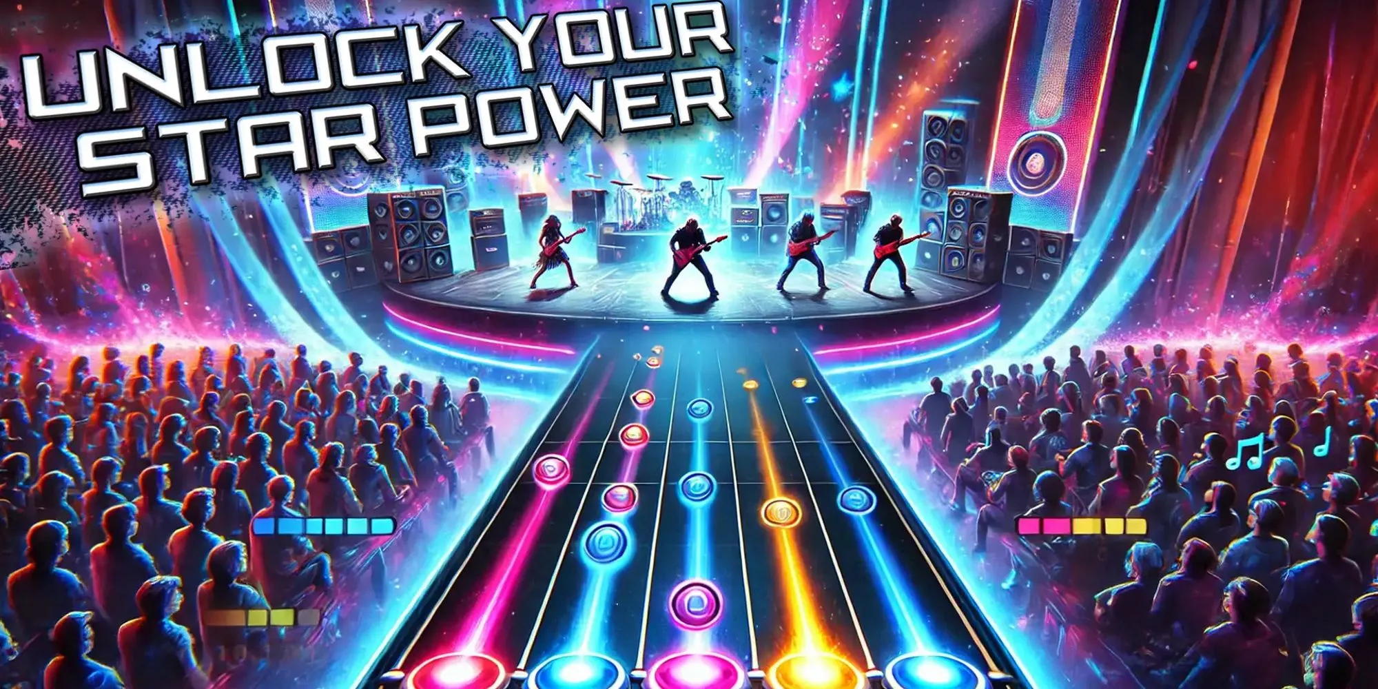 Hình ảnh quảng cáo giả mạo do AI tạo cho Guitar Hero Mobile trên cửa hàng ứng dụng
