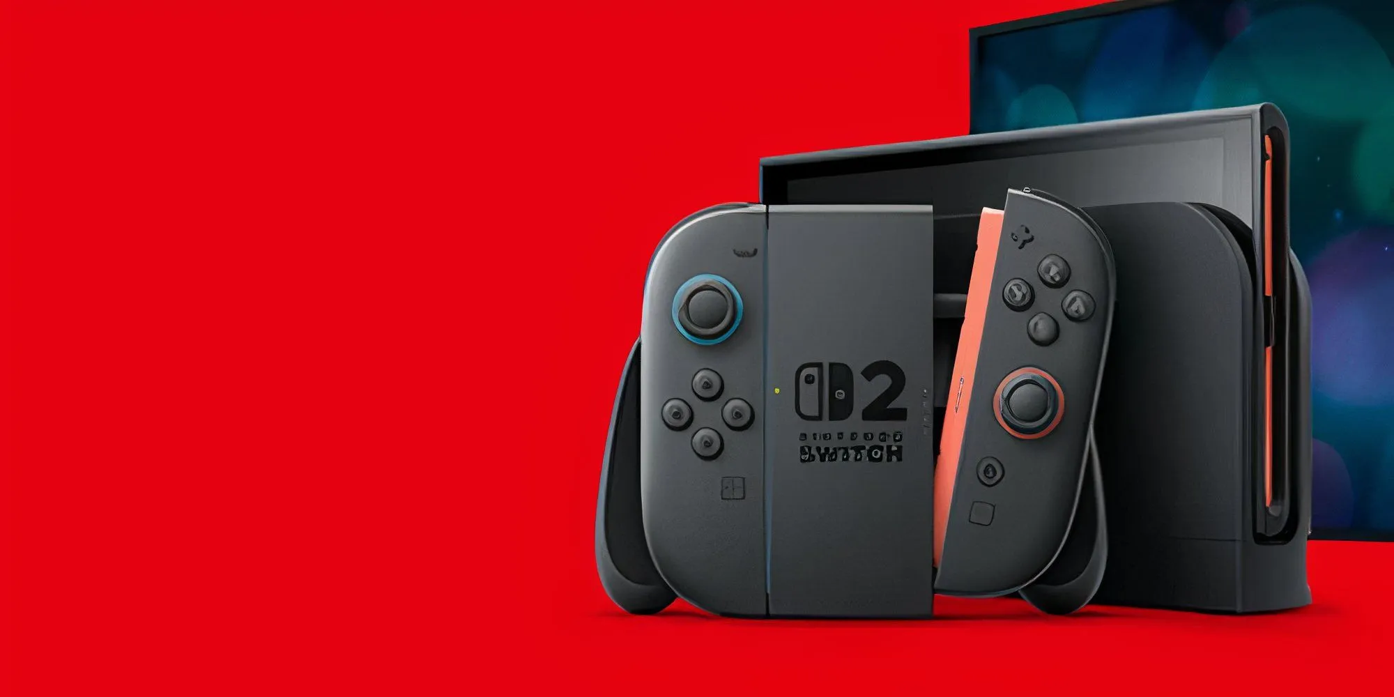 Hình ảnh quảng cáo Nintendo Switch 2 với tông màu đỏ nổi bật