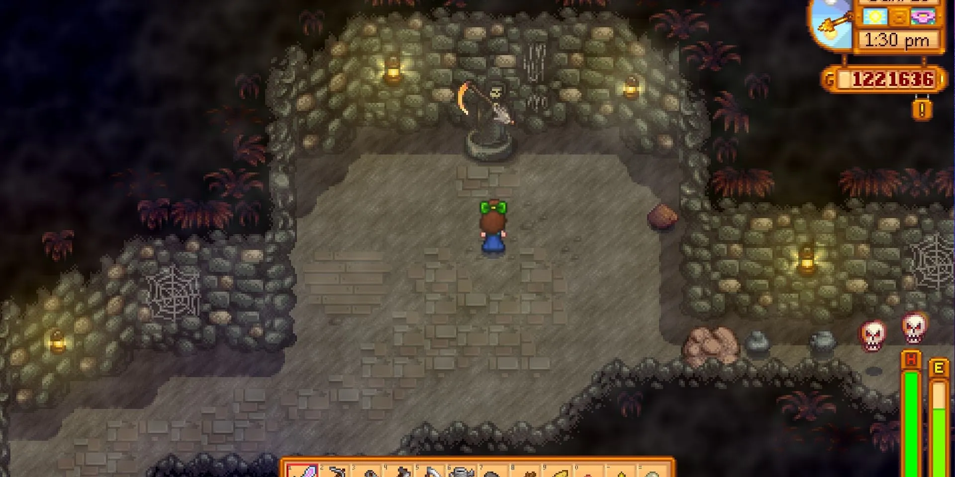 Hình ảnh Stardew Valley, người chơi tìm thấy Lưỡi hái Vàng