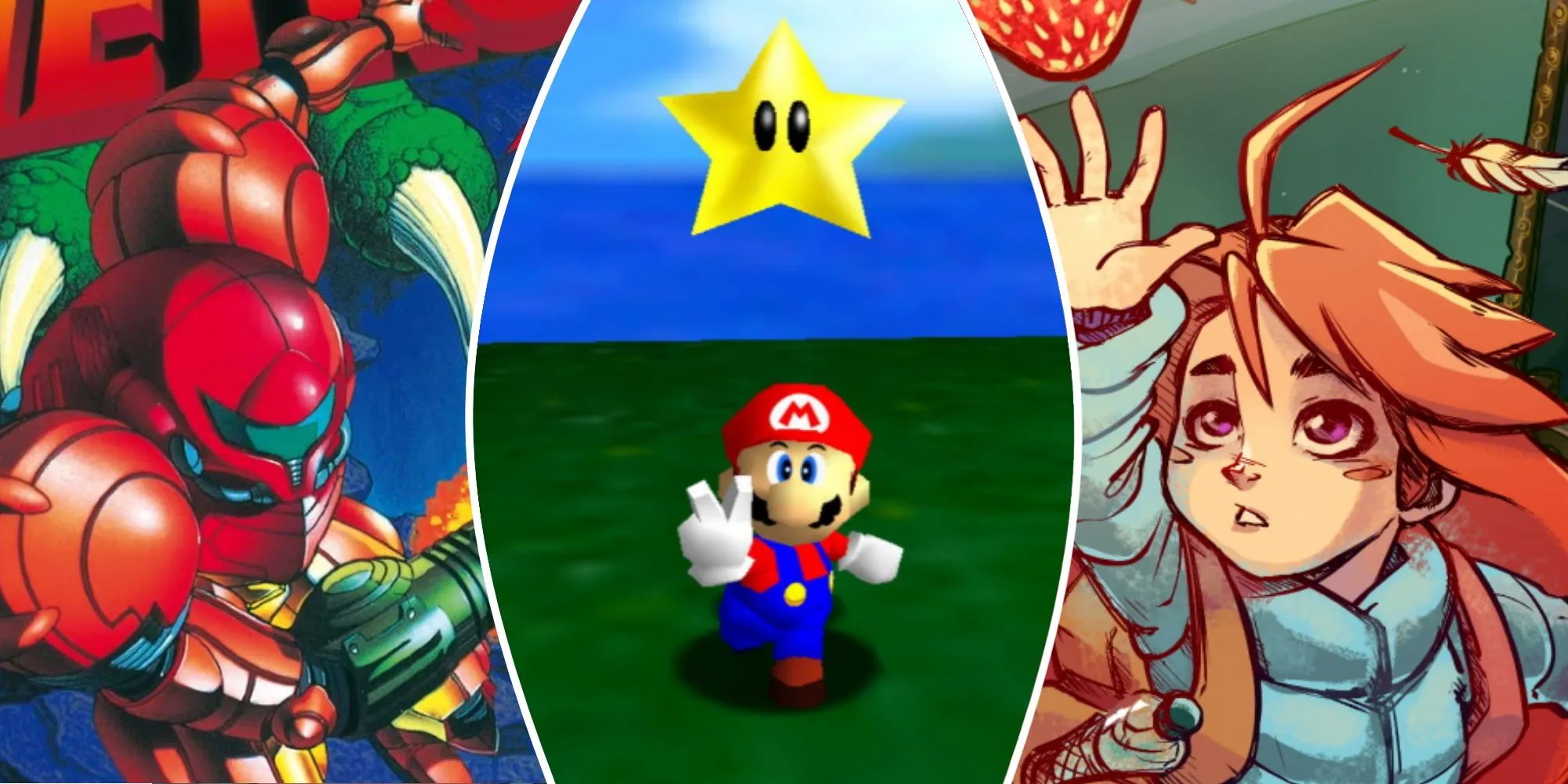 Hình ảnh từ Super Metroid, Super Mario 64 và Celeste - những tựa game speedrun đình đám