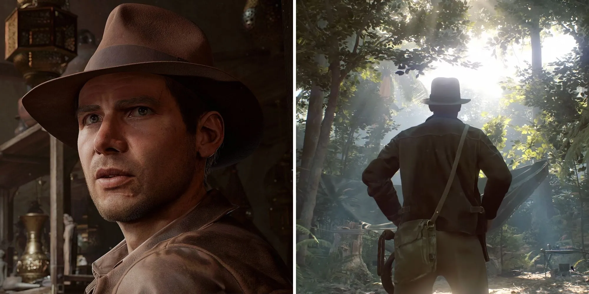 Indiana Jones trong một phân cảnh góc nhìn thứ ba của game The Great Circle