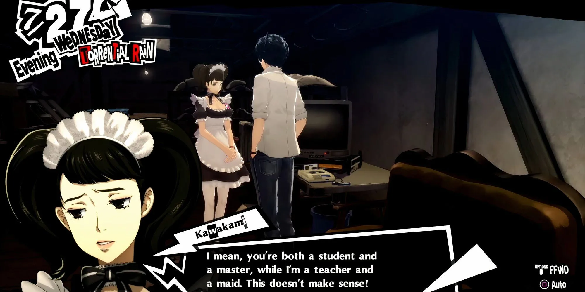 Joker bày tỏ tình cảm với Kawakami trong Persona 5 Royal