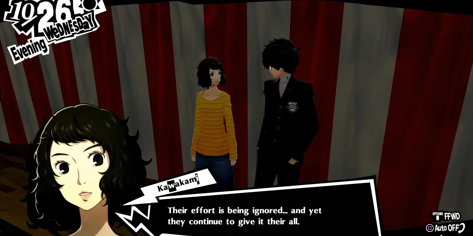 Joker và Kawakami tại buổi tiệc sau Lễ hội trường Shujin trong Persona 5 Royal