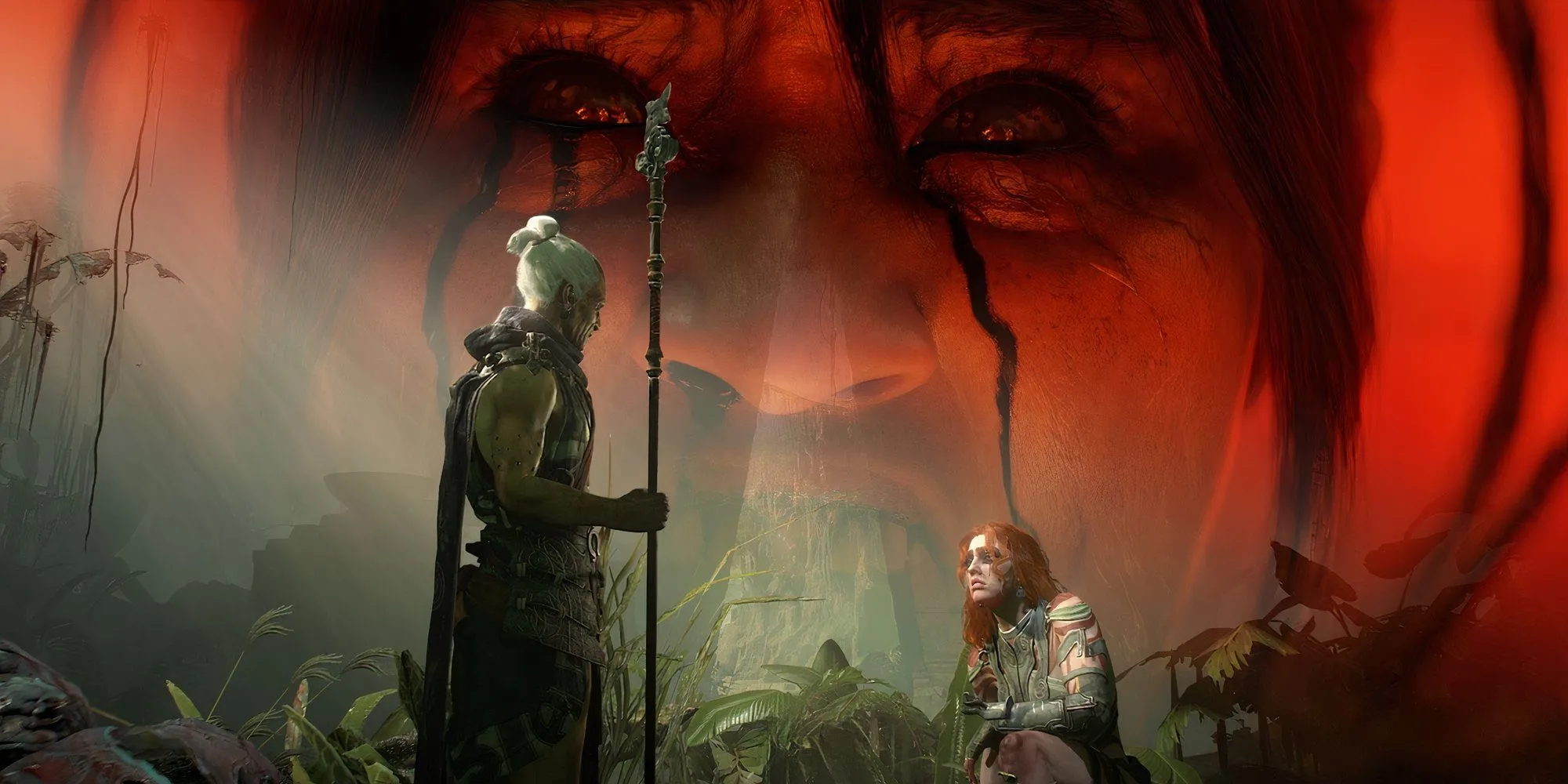 Key art Diablo 4 Season of Hatred với Neyrelle và Eru