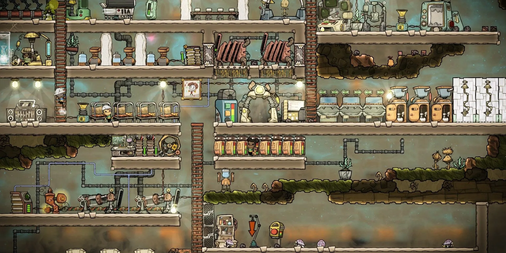 Khu căn cứ phức tạp đang hoạt động trong Oxygen Not Included