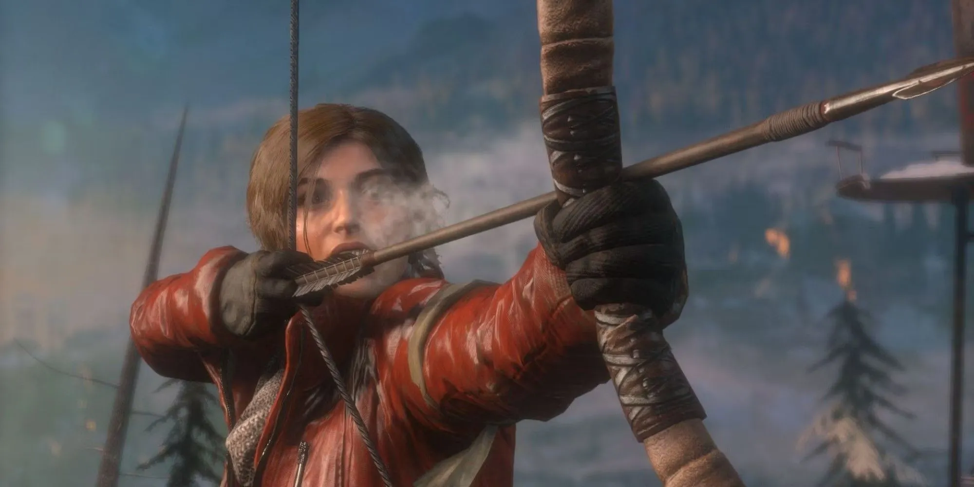 Lara Croft sử dụng cung tên trong Rise of the Tomb Raider