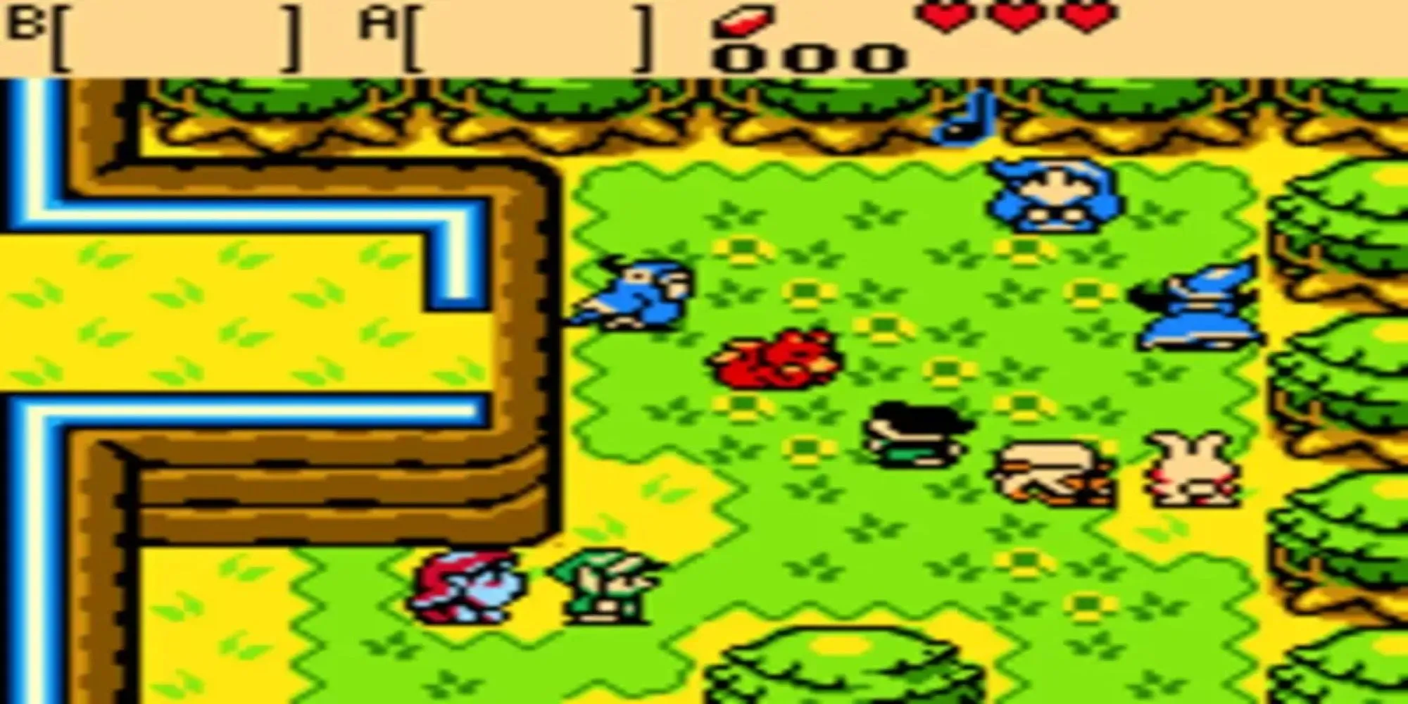 Link chiến đấu với quái vật trong The Legend of Zelda: Oracle of Ages trên Game Boy Color