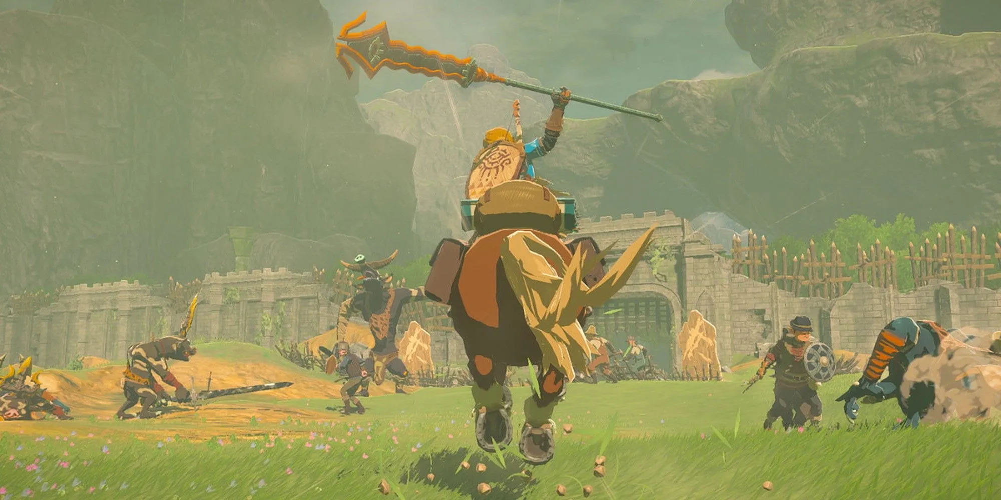 Link cưỡi ngựa khám phá thế giới Hyrule rộng lớn trong Zelda Tears of the Kingdom